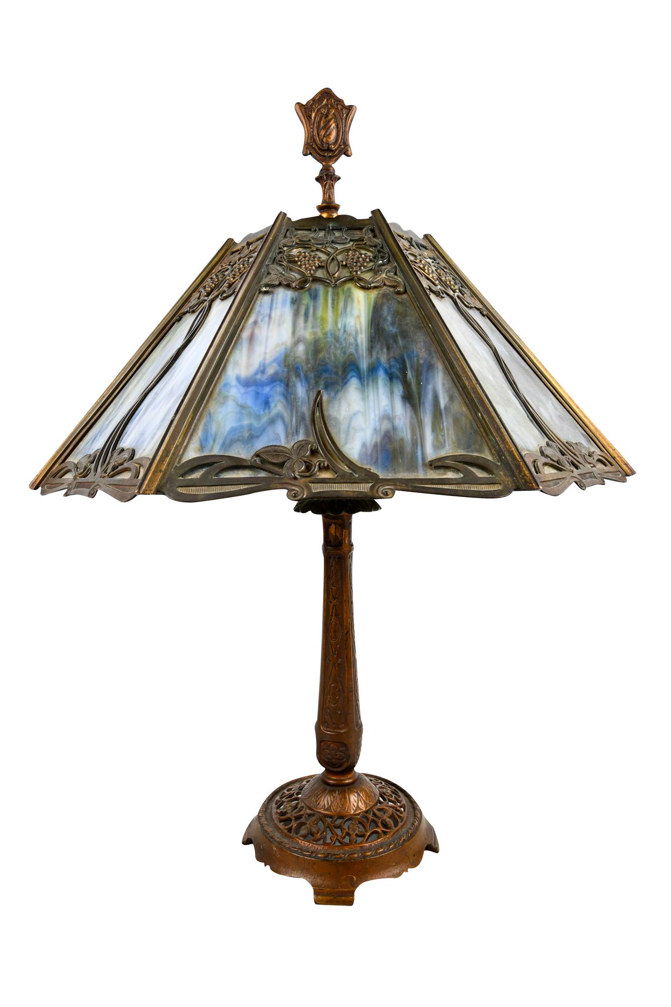 SLAG GLASS SHADE TABLE LAMP (1 of 7)