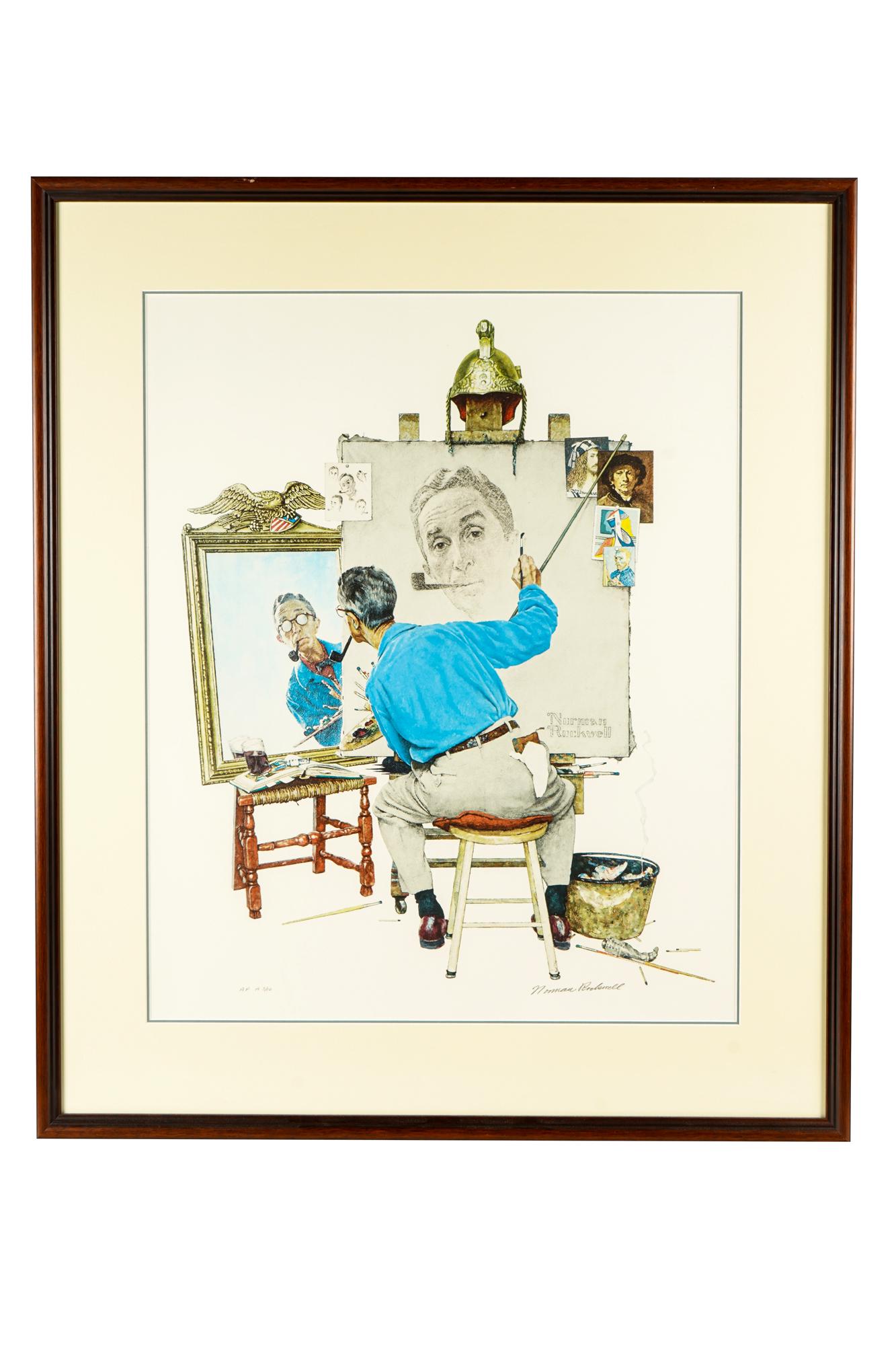 NORMAN ROCKWELL: "TRIPLE SELF PORTRAIT" (1 of 10)