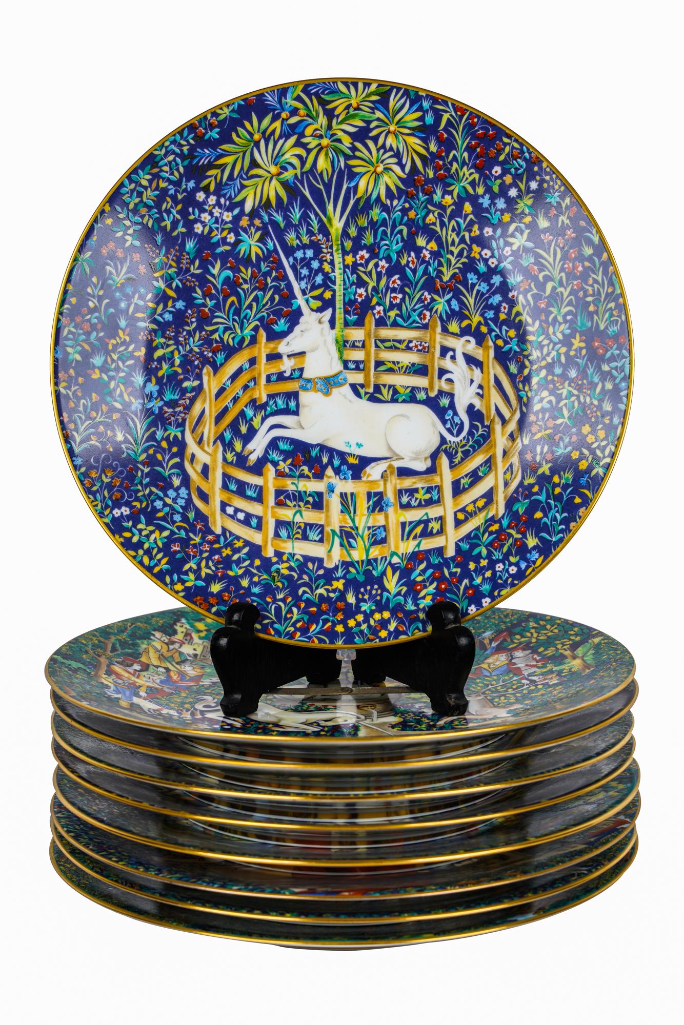 EIGHT HAVILAND "LA CHASSE A LA LICORNE" DISHES (1 of 10)