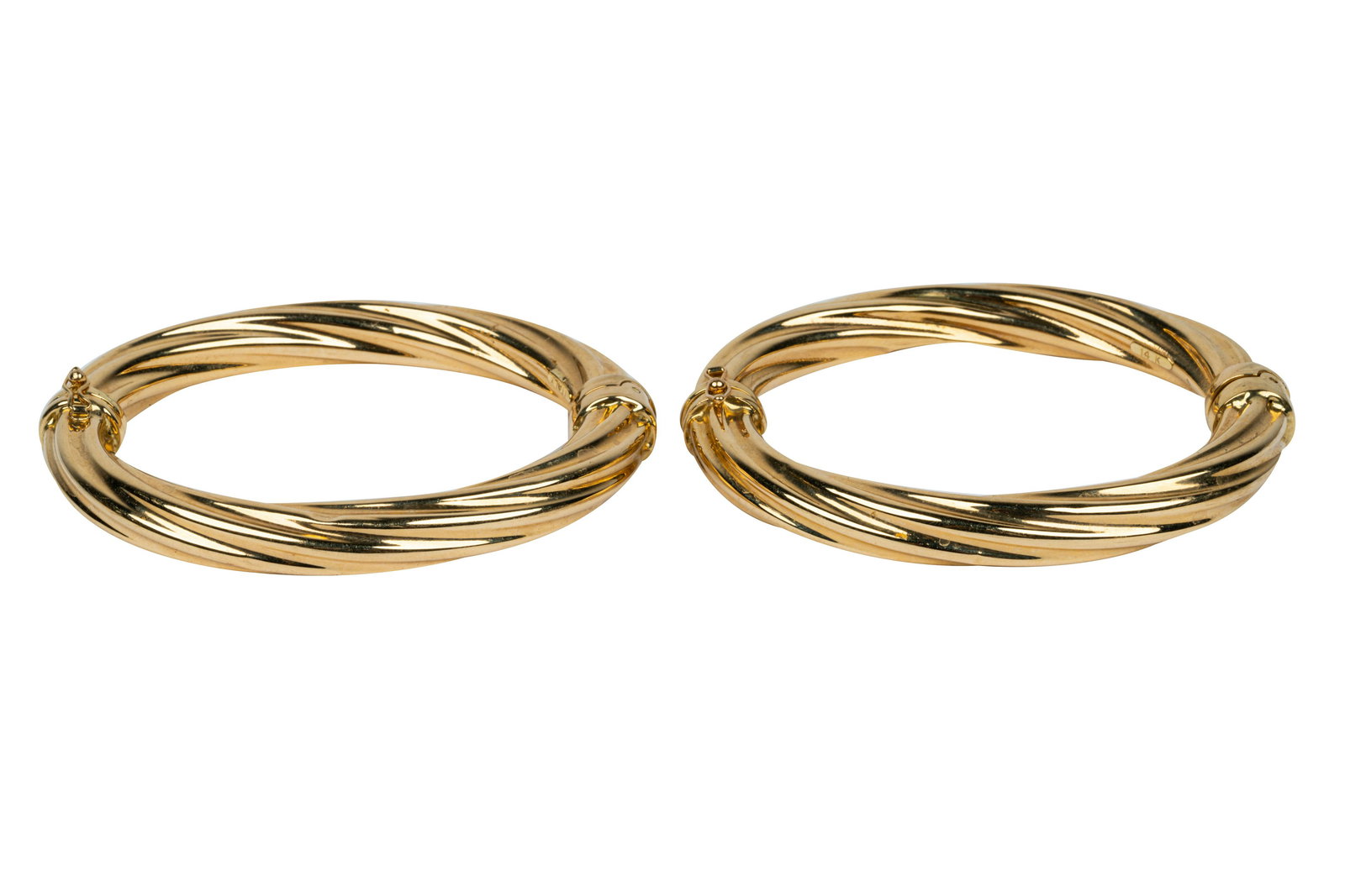 TWO ITALIAN 14 KARAT YELLOW GOLD BANGLES (1 of 12)