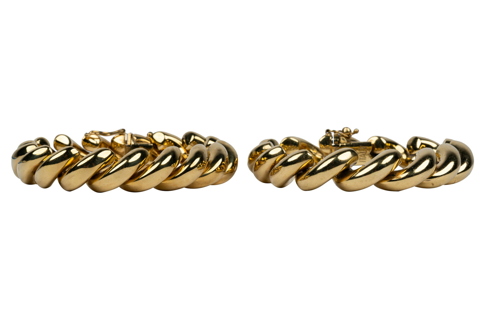TWO 14 KARAT YELLOW GOLD BRACELETS (1 of 12)