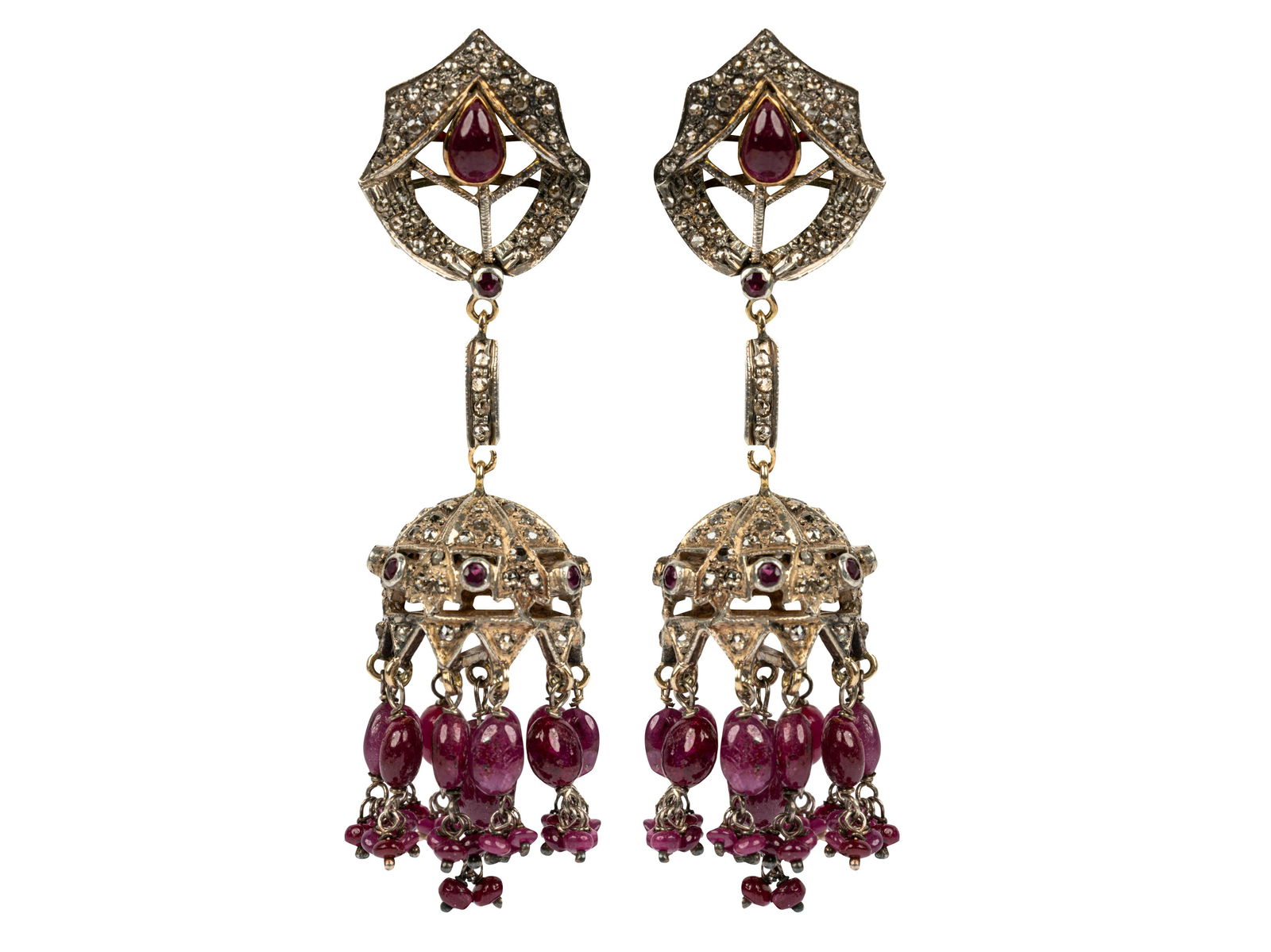 STERLING SILVER, GOLD PLATE, DIAMOND, & RUBY TASSEL (1 of 7)