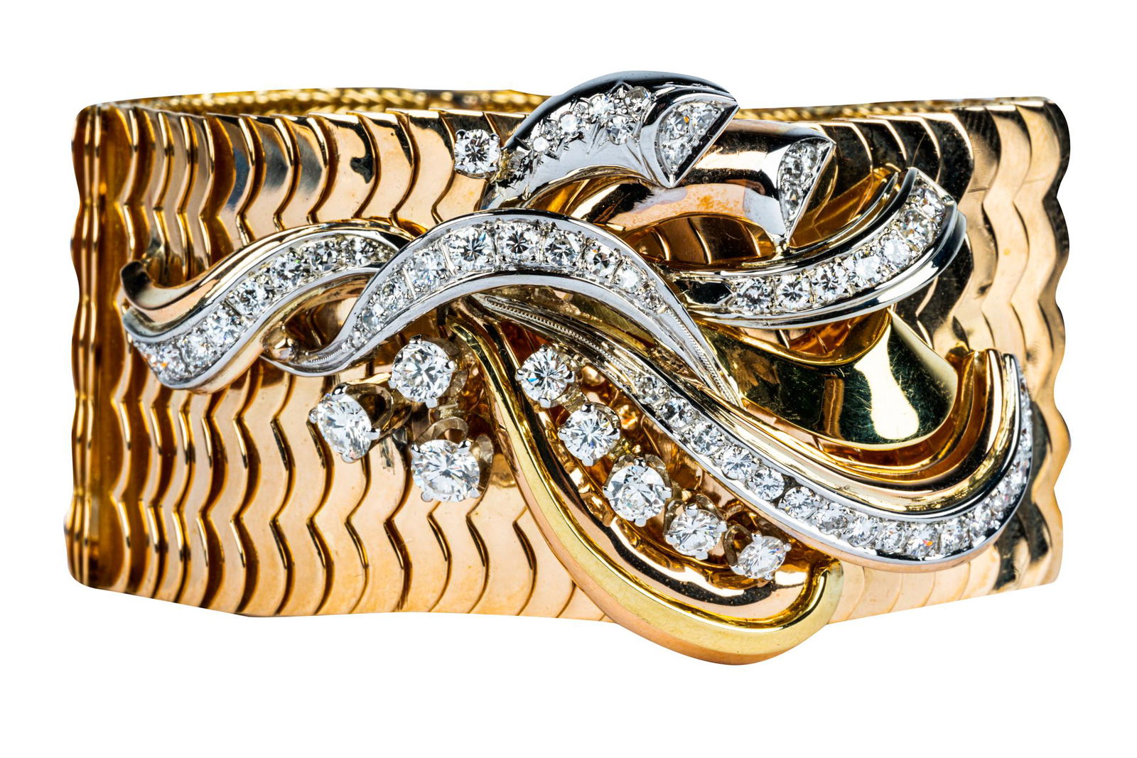 RETRO ERA 18 KARAT YELLOW GOLD & DIAMOND BRACELET (1 of 11)