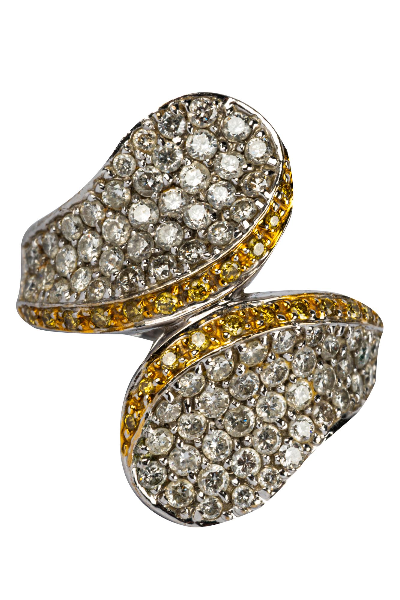 14 KARAT WHITE GOLD, YELLOW DIAMOND, & DIAMOND RING (1 of 7)
