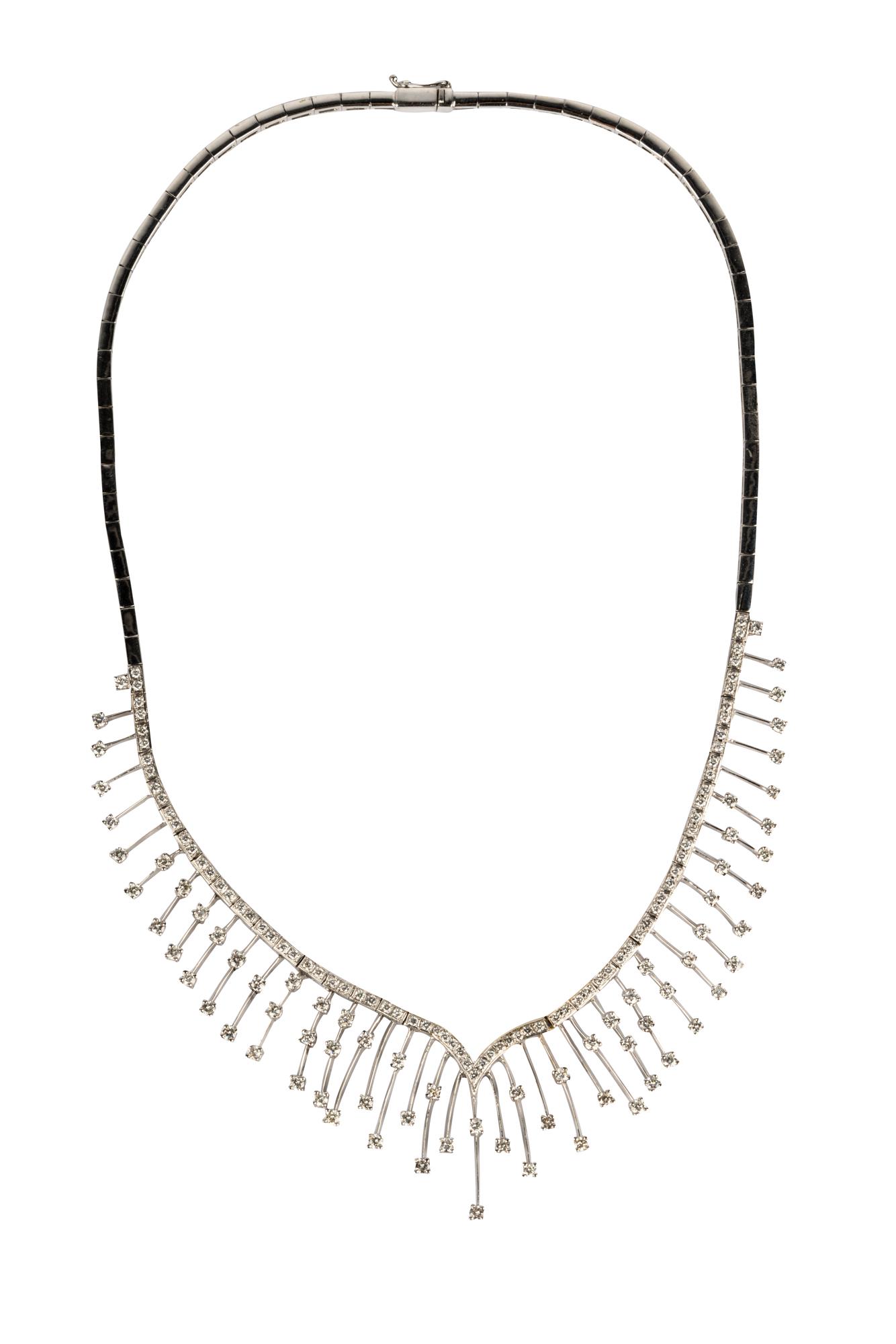 18 KARAT WHITE GOLD & DIAMOND FRINGE NECKLACE (1 of 12)