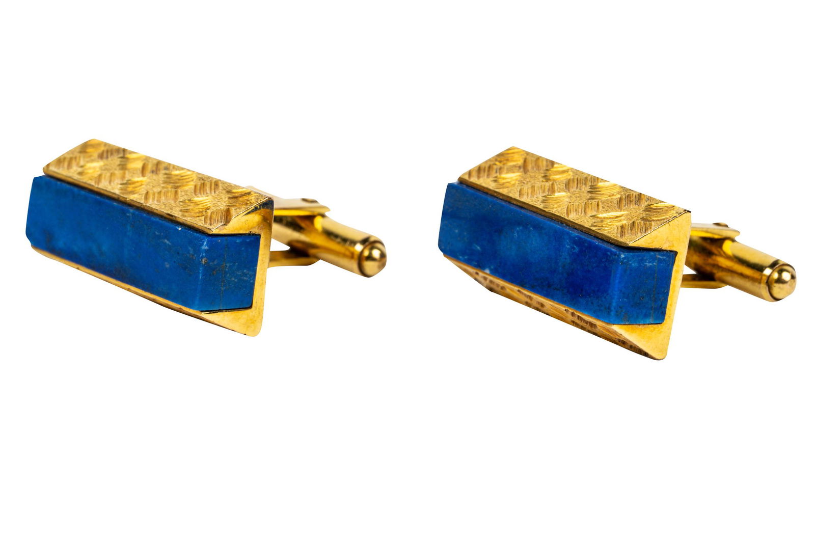 PAIR OF 14 KARAT YELLOW GOLD & LAPIS LAZULI CUFFLINKS (1 of 10)