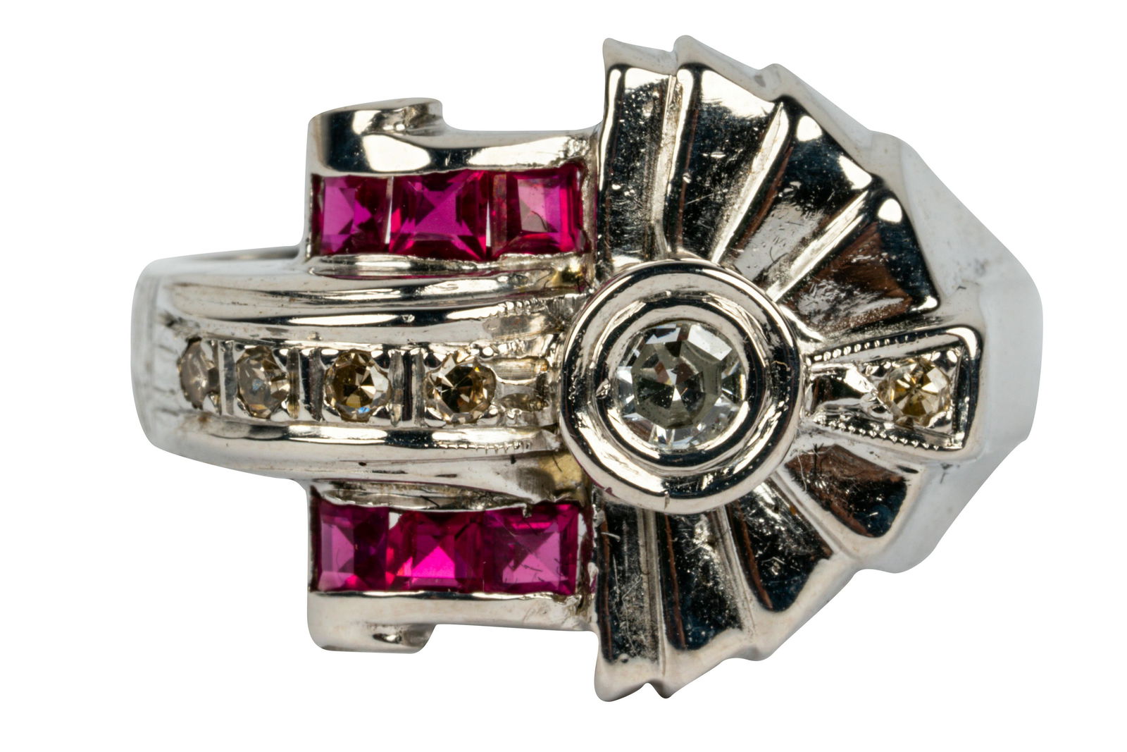 RETRO ERA 14 KARAT WHITE GOLD, DIAMOND, & SYNTHETIC (1 of 10)