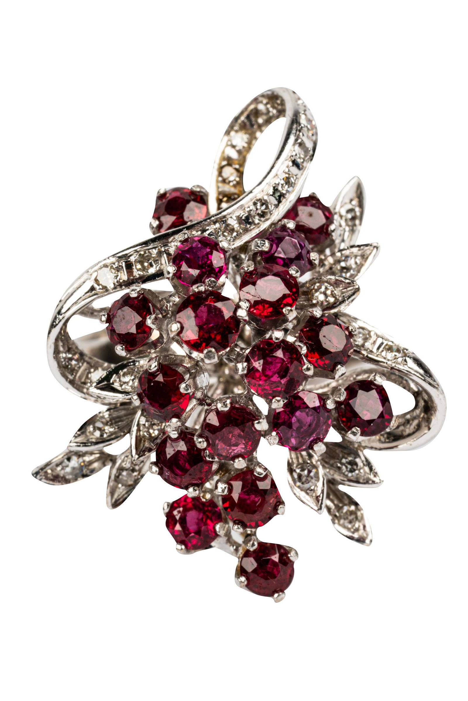 18 KARAT WHITE GOLD, DIAMOND, & RUBY RING (1 of 8)
