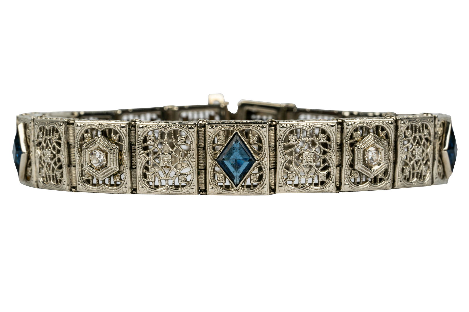 14 KARAT WHITE GOLD, DIAMOND, & SAPPHIRE ART DECO STYLE (1 of 14)