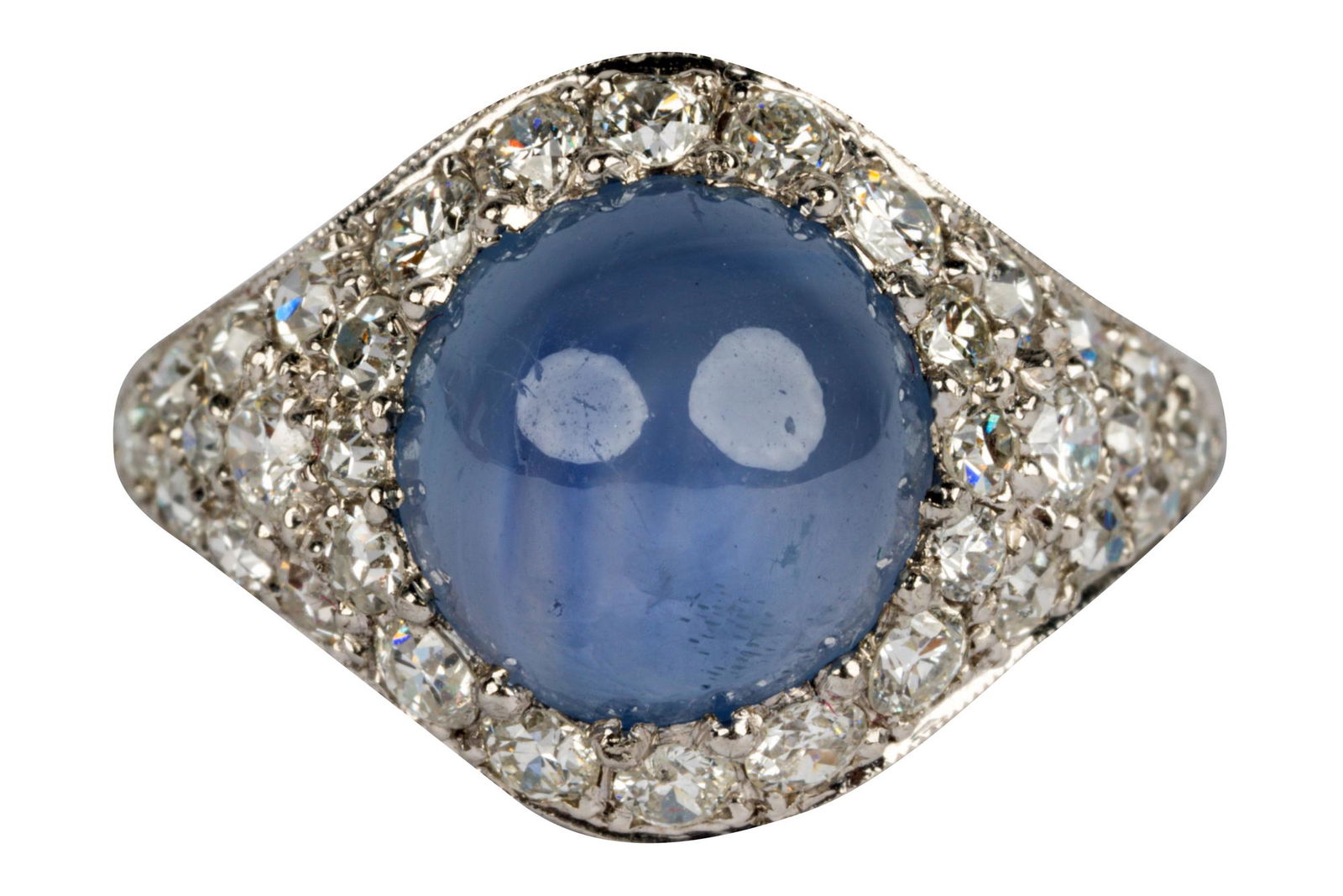 ART DECO PLATINUM, DIAMOND, & STAR SAPPHIRE RING (1 of 7)