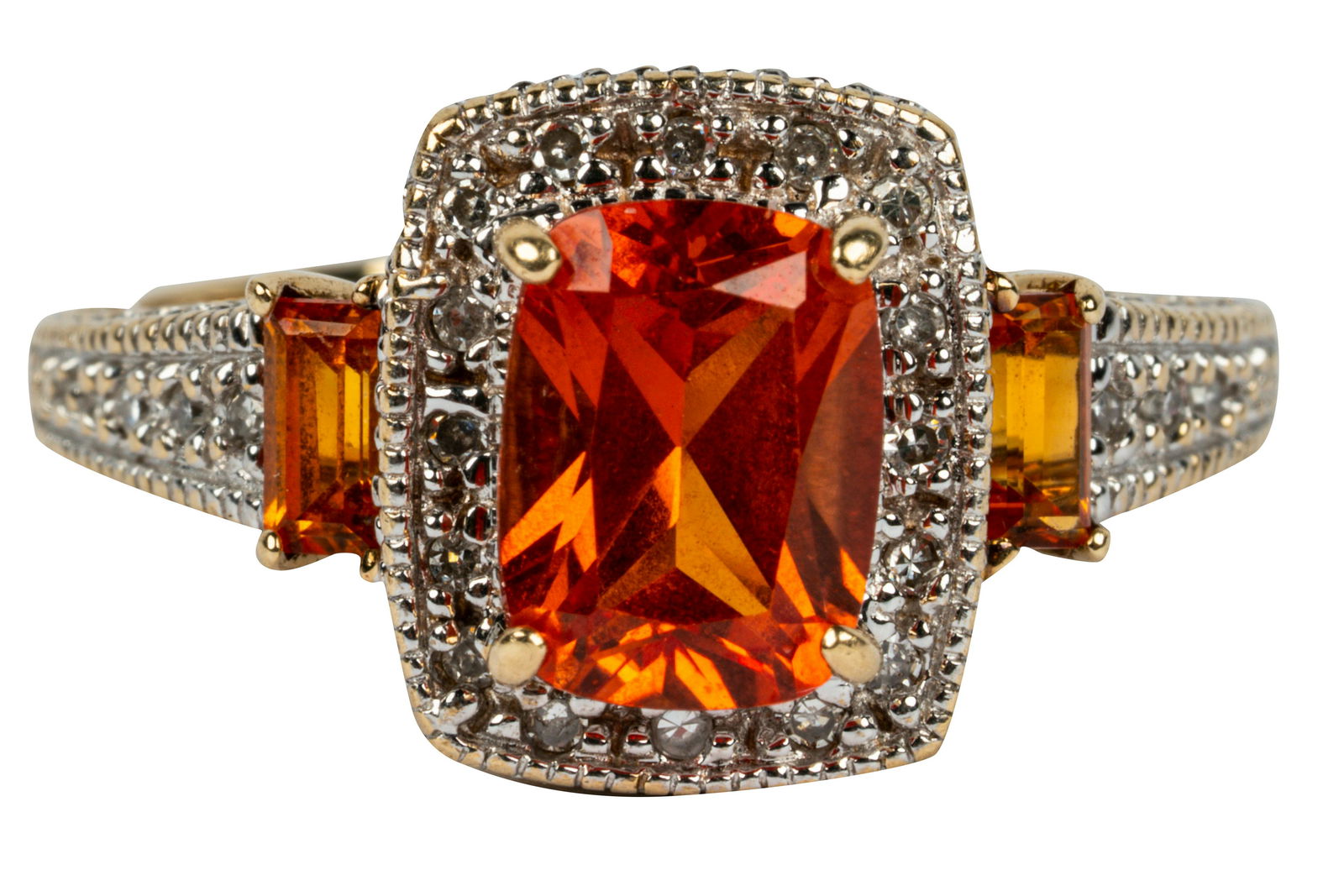 10 KARAT GOLD, DIAMOND, & ORANGE SAPPHIRE RING (1 of 10)