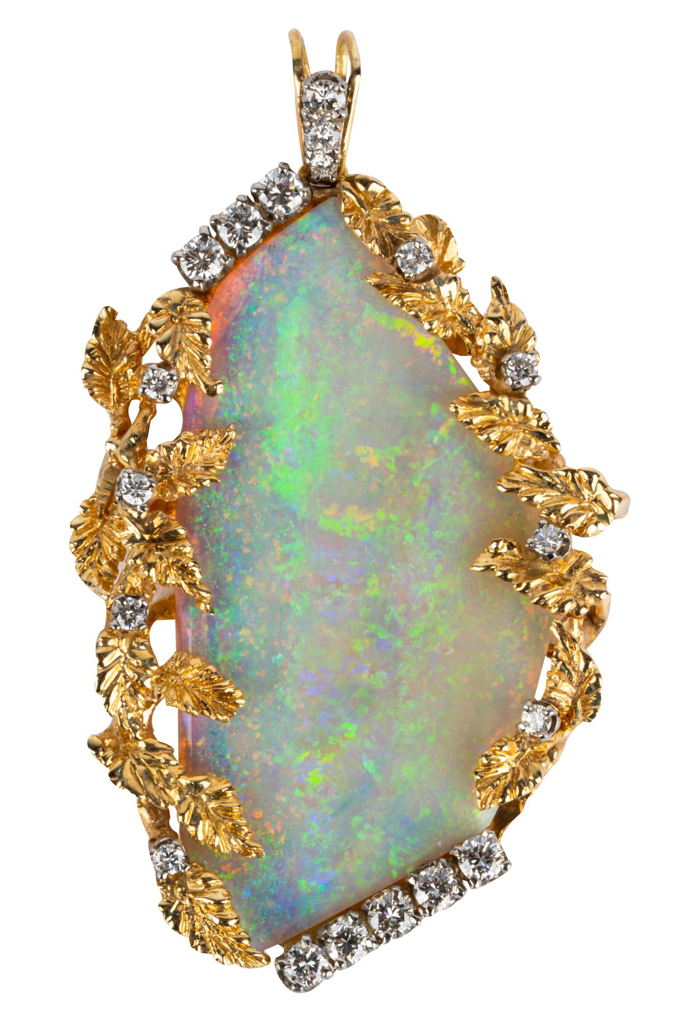 14 KARAT YELLOW GOLD, DIAMOND, & OPAL PENDANT (1 of 8)