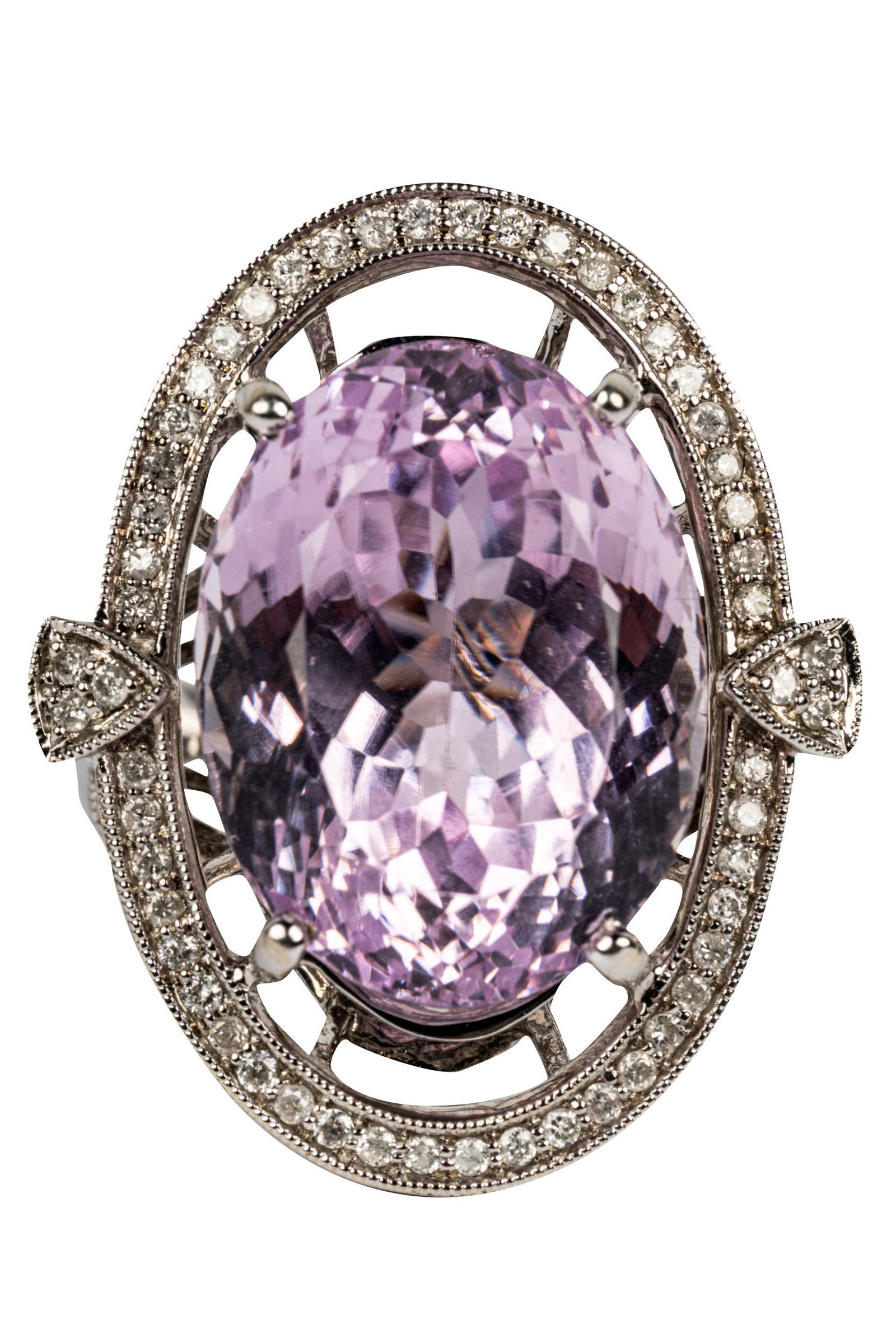 10 KARAT WHITE GOLD, DIAMOND, & KUNZITE COCKTAIL RING (1 of 11)