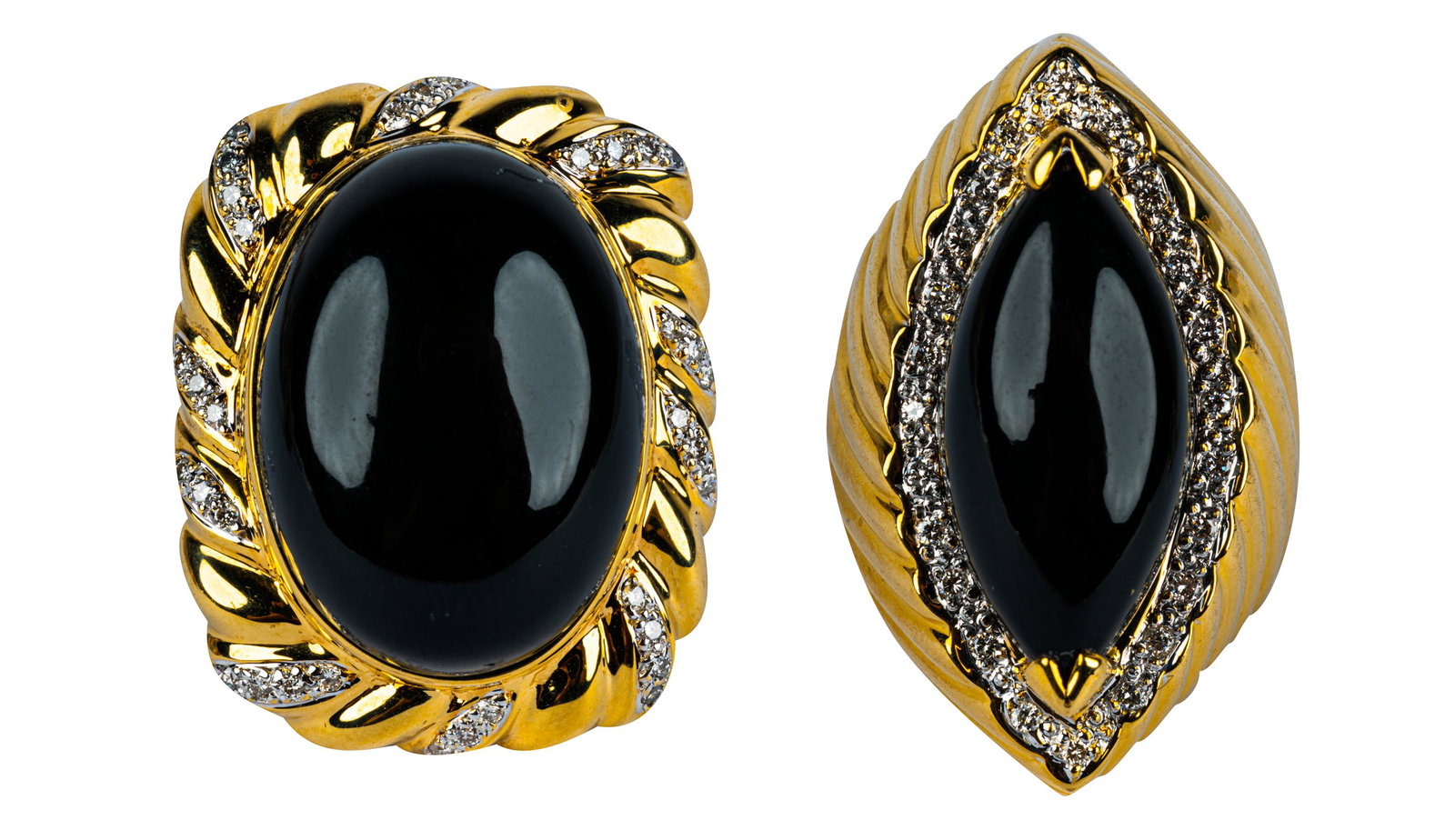 TWO 18 KARAT YELLOW GOLD, DIAMOND, & NEPHRITE RINGS (1 of 13)