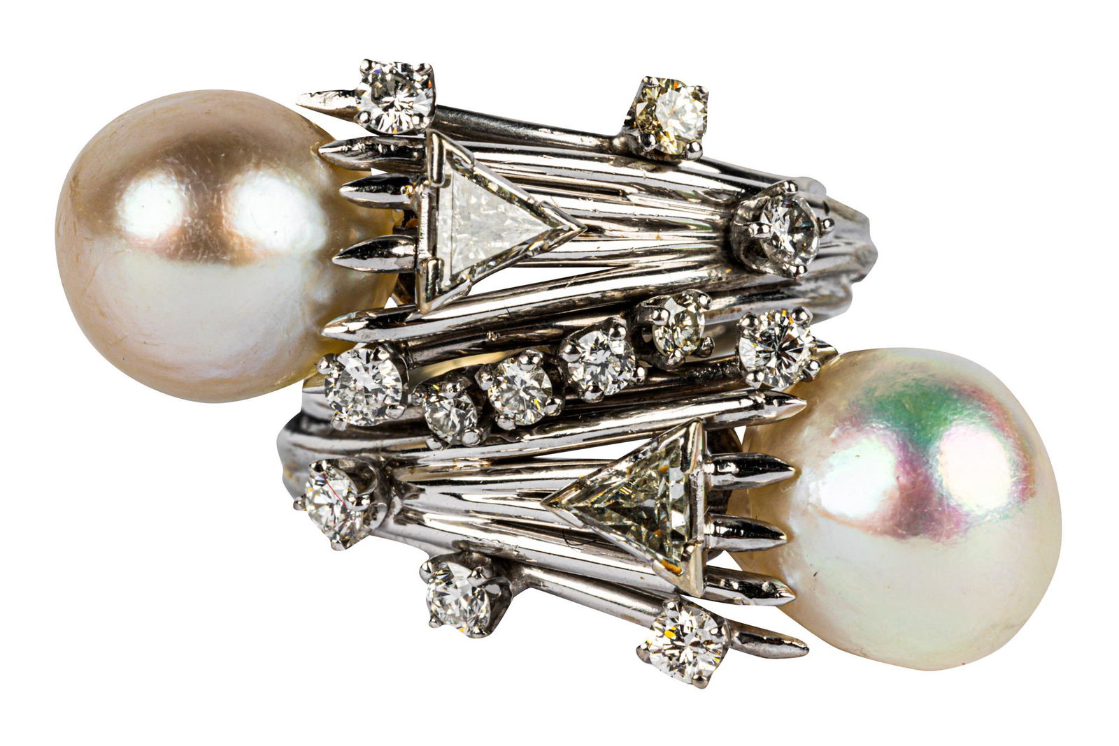 14 KARAT WHITE GOLD, DIAMOND, & PEARL RING (1 of 9)