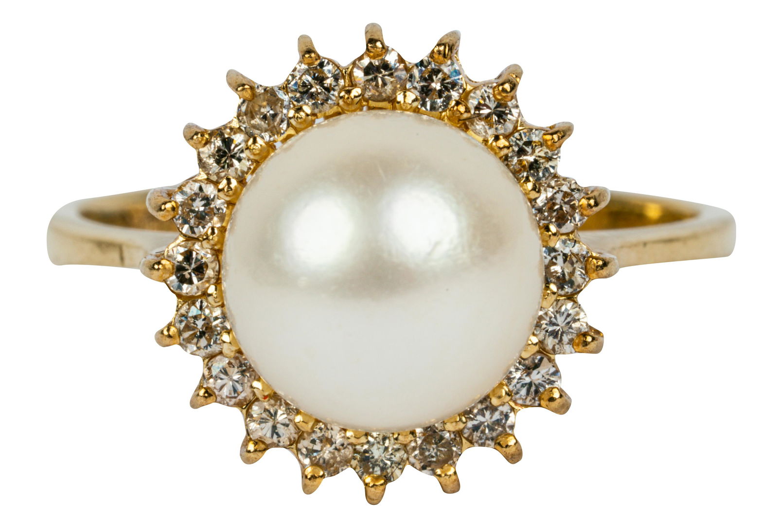 14 KARAT YELLOW GOLD, DIAMOND, & PEARL RING (1 of 8)