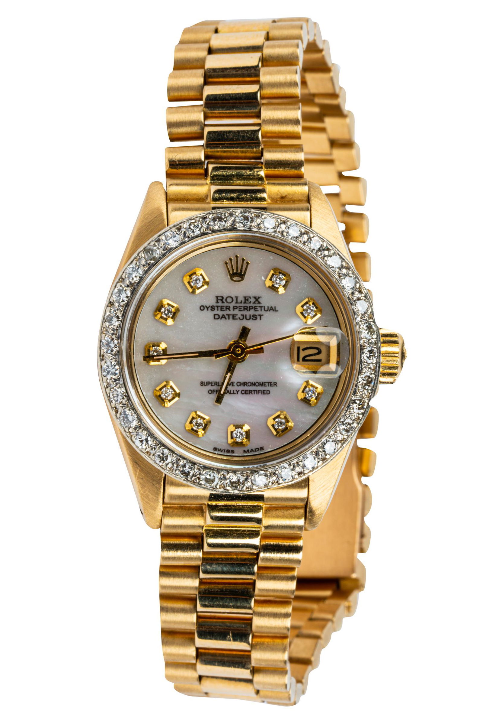 ROLEX 18 KARAT YELLOW GOLD & DIAMOND DATEJUST WATCH (1 of 9)