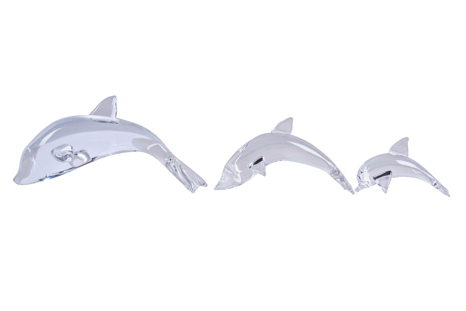 SET OF THREE STEUBEN GLASS DOLPHINS (1 of 4)