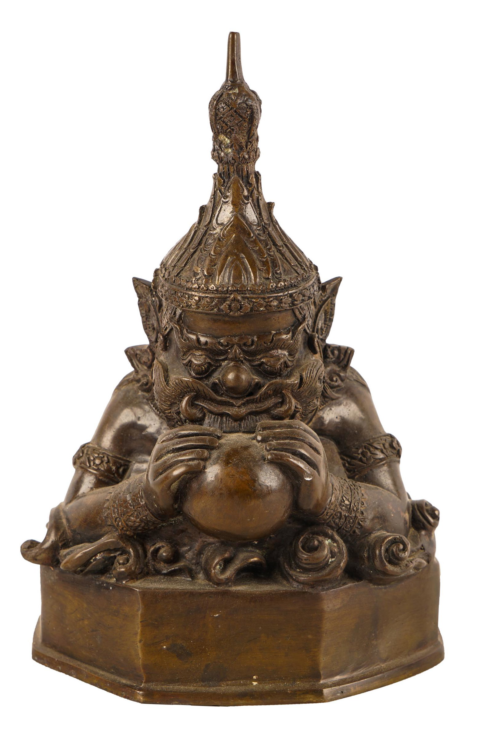 BRONZE GERUDA: Condition: does not sit flush to surface 9 inches wide; 13 inches high
