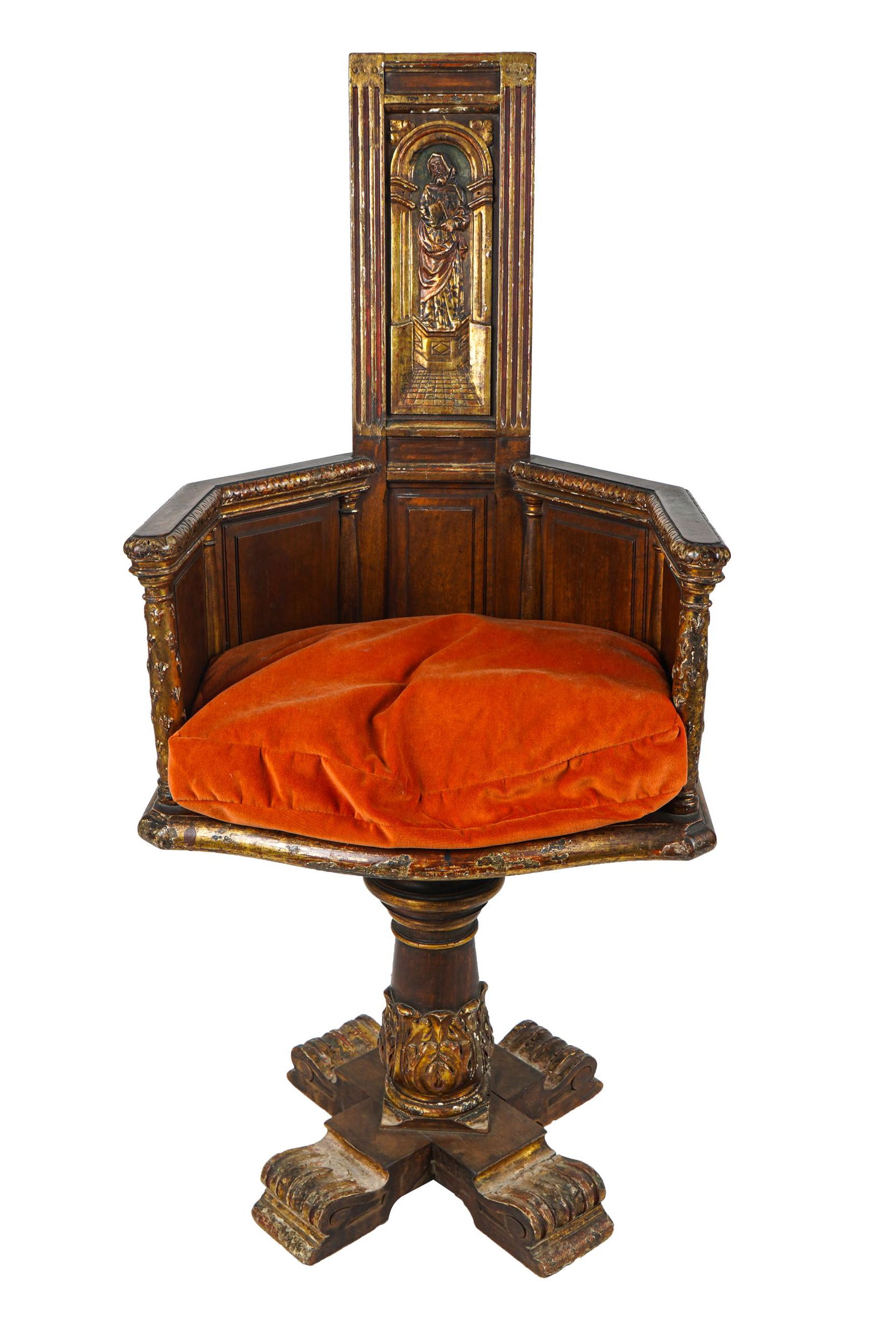RENAISSANCE-STYLE GILT & PAINTED WALNUT CHAIR (1 of 9)