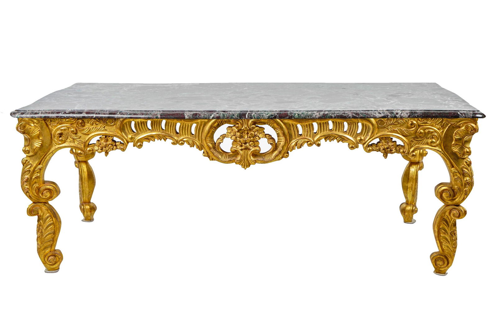 ROCOCO-STYLE MARBLE-TOP GILTWOOD COFFEE TABLE (1 of 7)