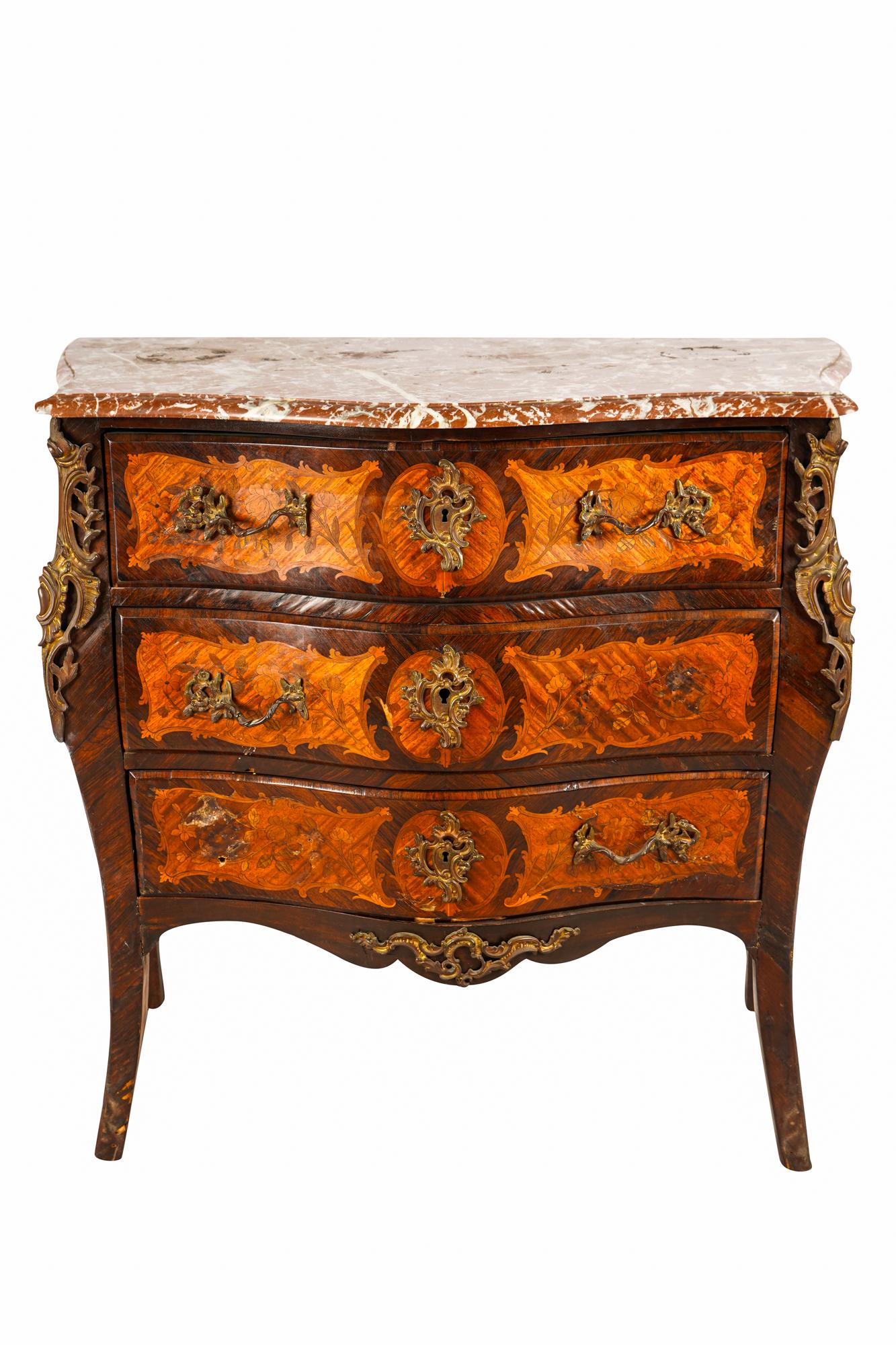 LOUIS XV STYLE GILT BRONZE-MOUNTED MARQUETRY COMMODE (1 of 9)