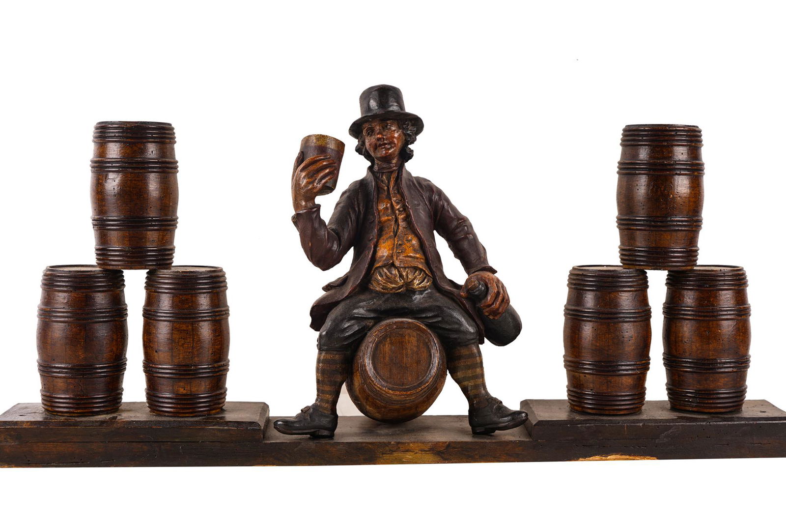 CARVED WOOD DRINKING MAN (1 of 8)