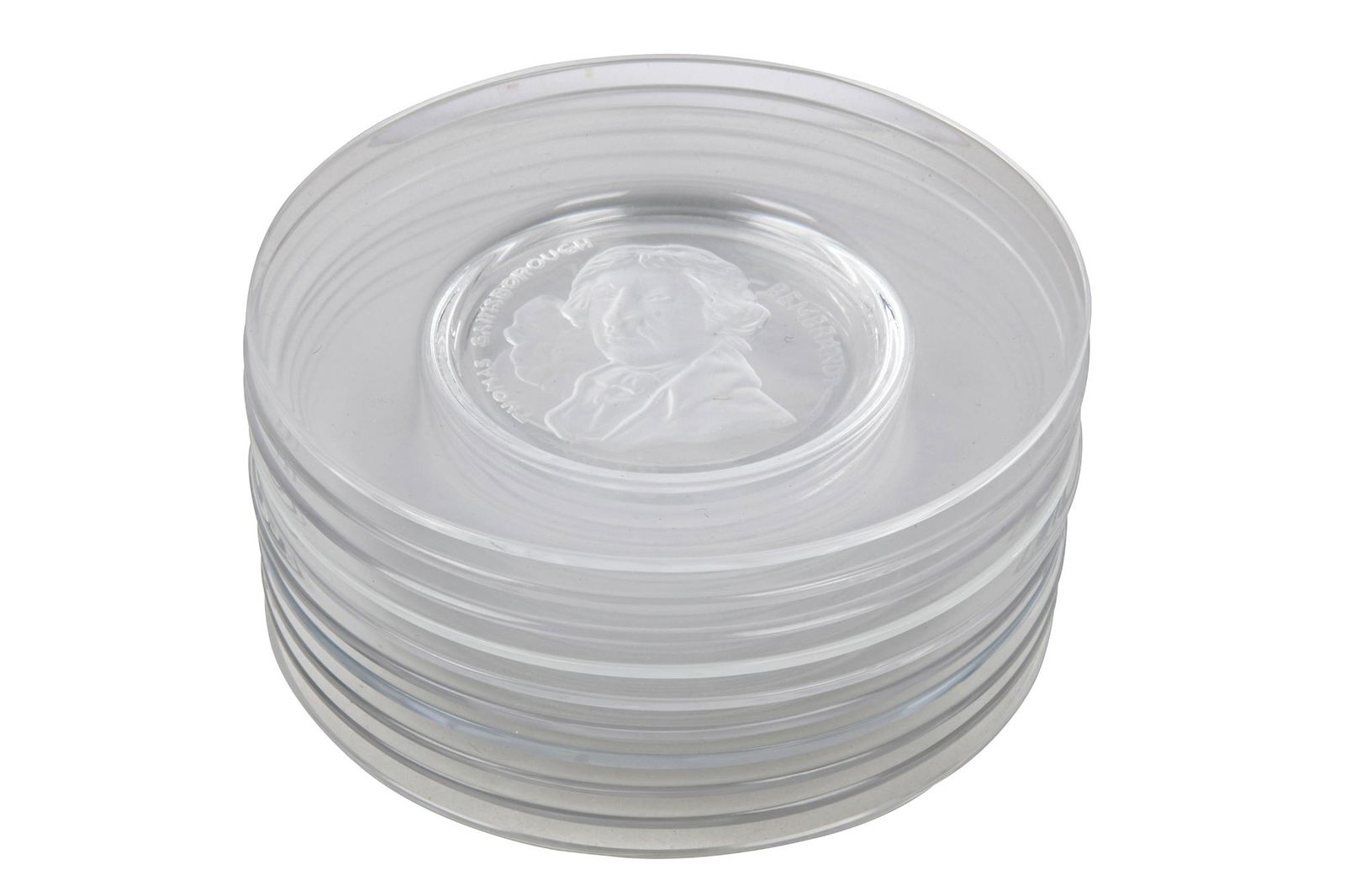 TEN VAL ST. LAMBERT MOLDED GLASS PLATES (1 of 7)