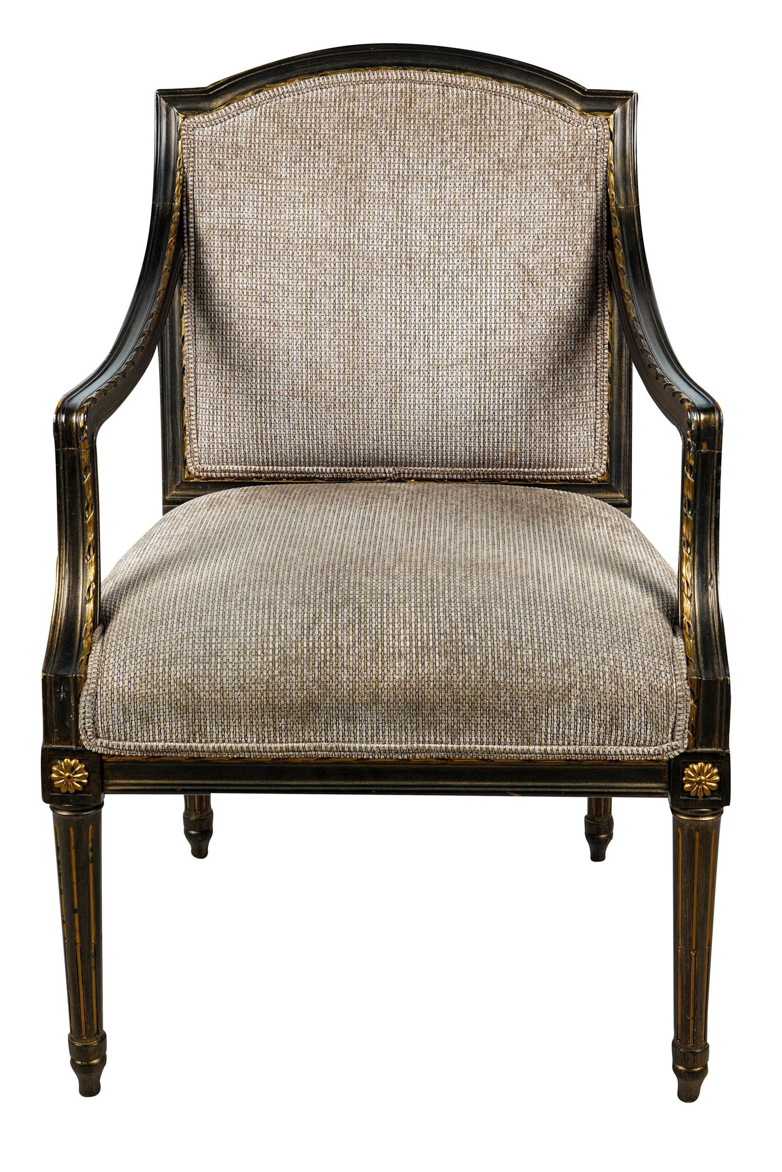 LOUIS XVI STYLE PAINTED & PARCEL GILT FAUTEUIL (1 of 11)