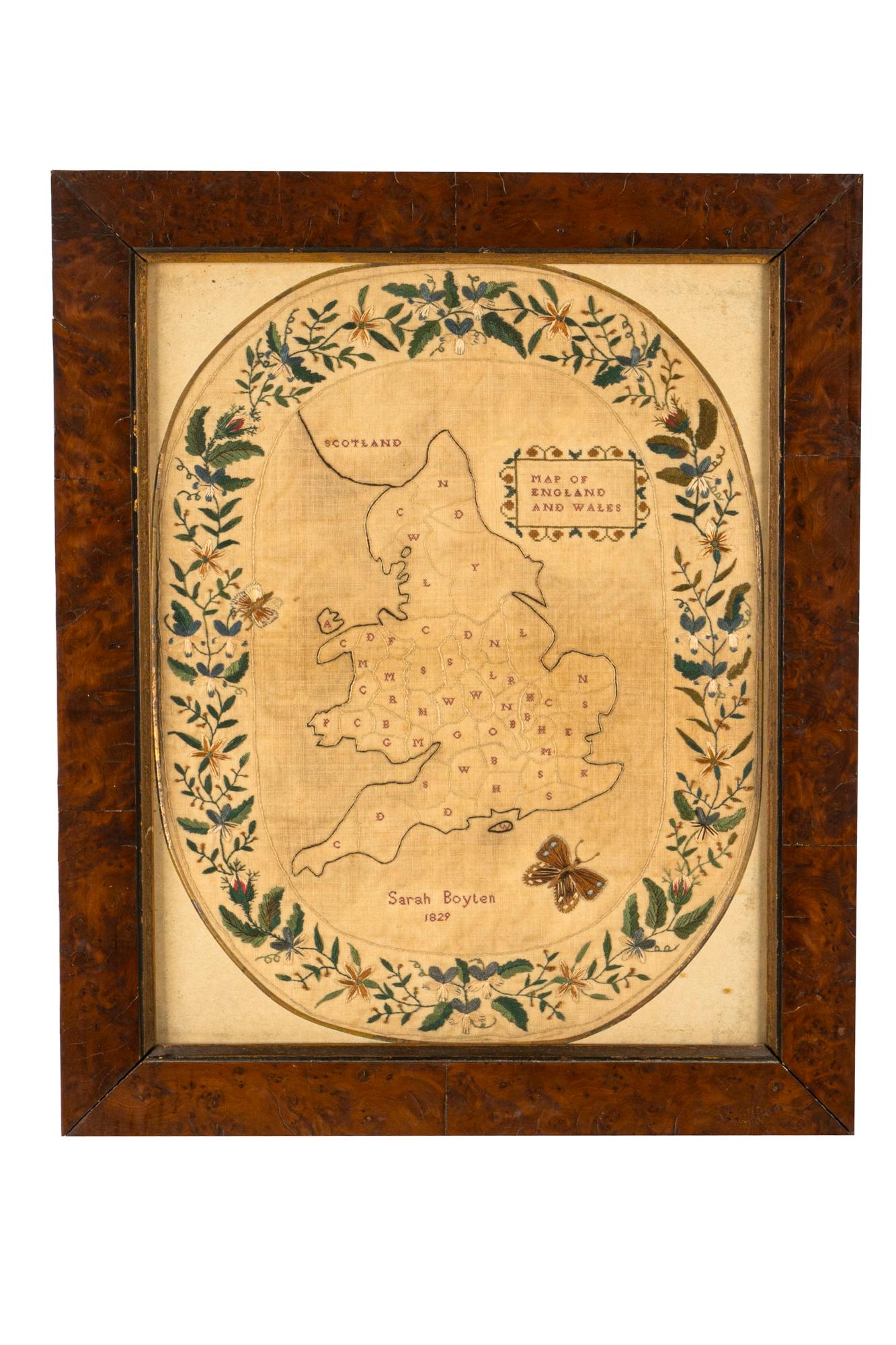 FRAMED EMBROIDERY MAP OF ENGLAND (1 of 8)