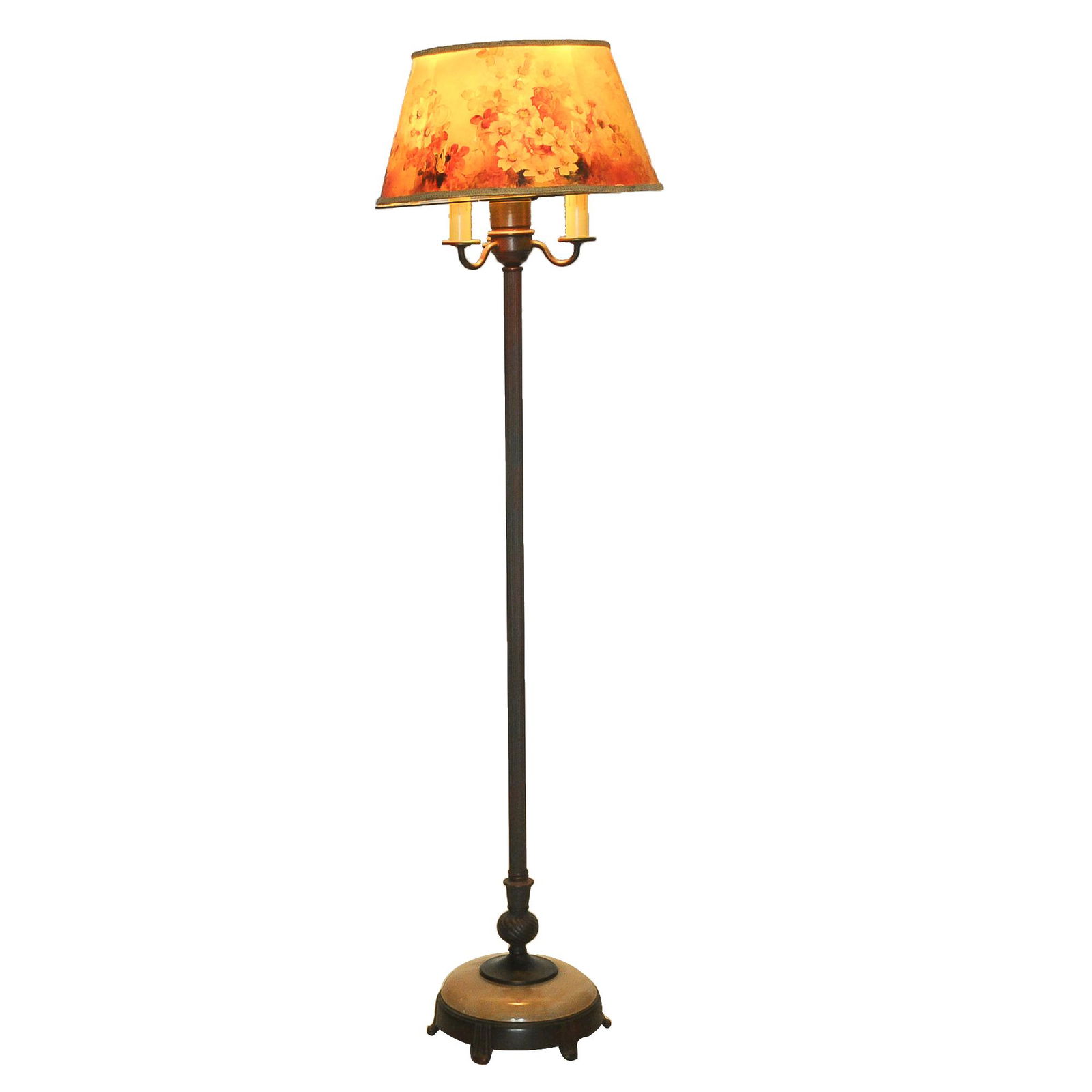 HANDEL PATINATED METAL, GLASS & VELLUM FLOOR LAMP (1 of 10)