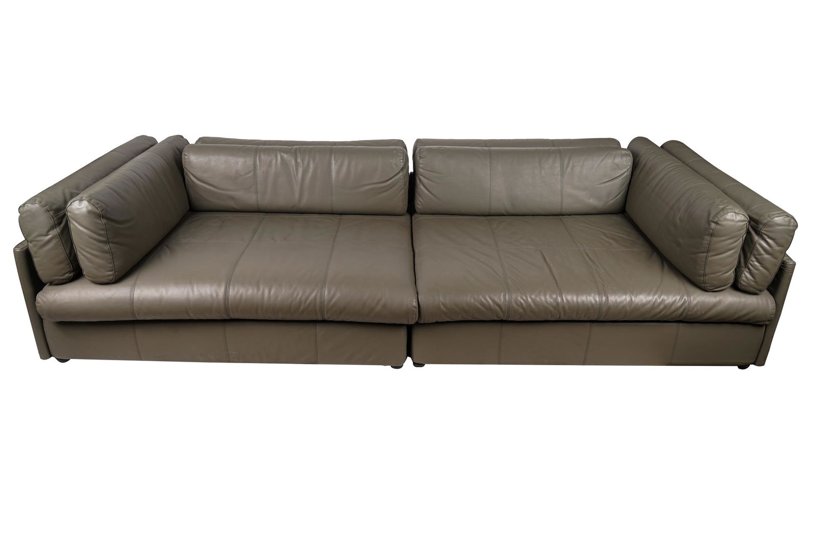 GRAY LEATHER SECTIONAL SOFA (1 of 10)