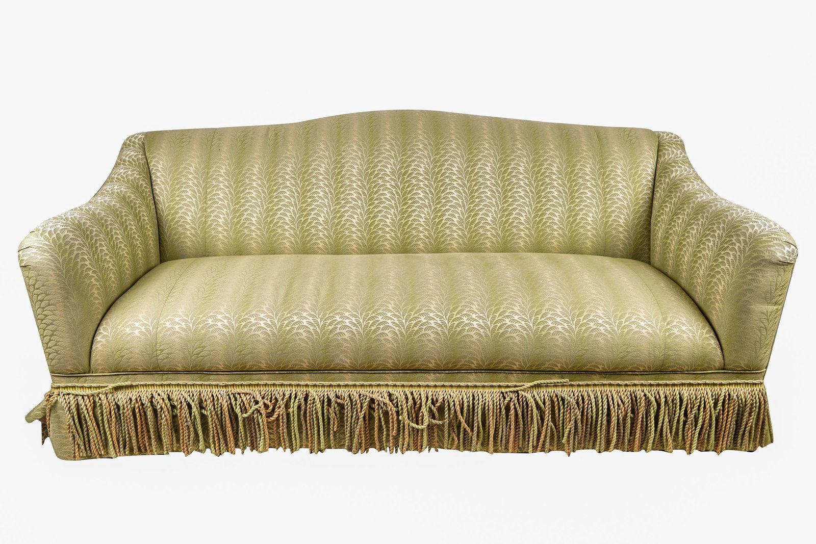 FERN PRINT UPHOLSTERED SOFA: with attached and fitted cushion 83 inches wide; 40 inches deep; 35 inches high