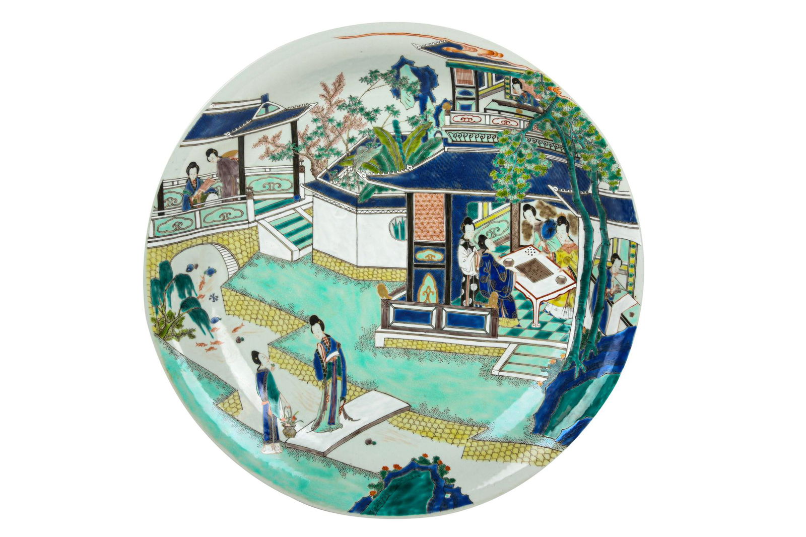 JAPANESE POLYCHROME CERAMIC CHARGER (1 of 10)