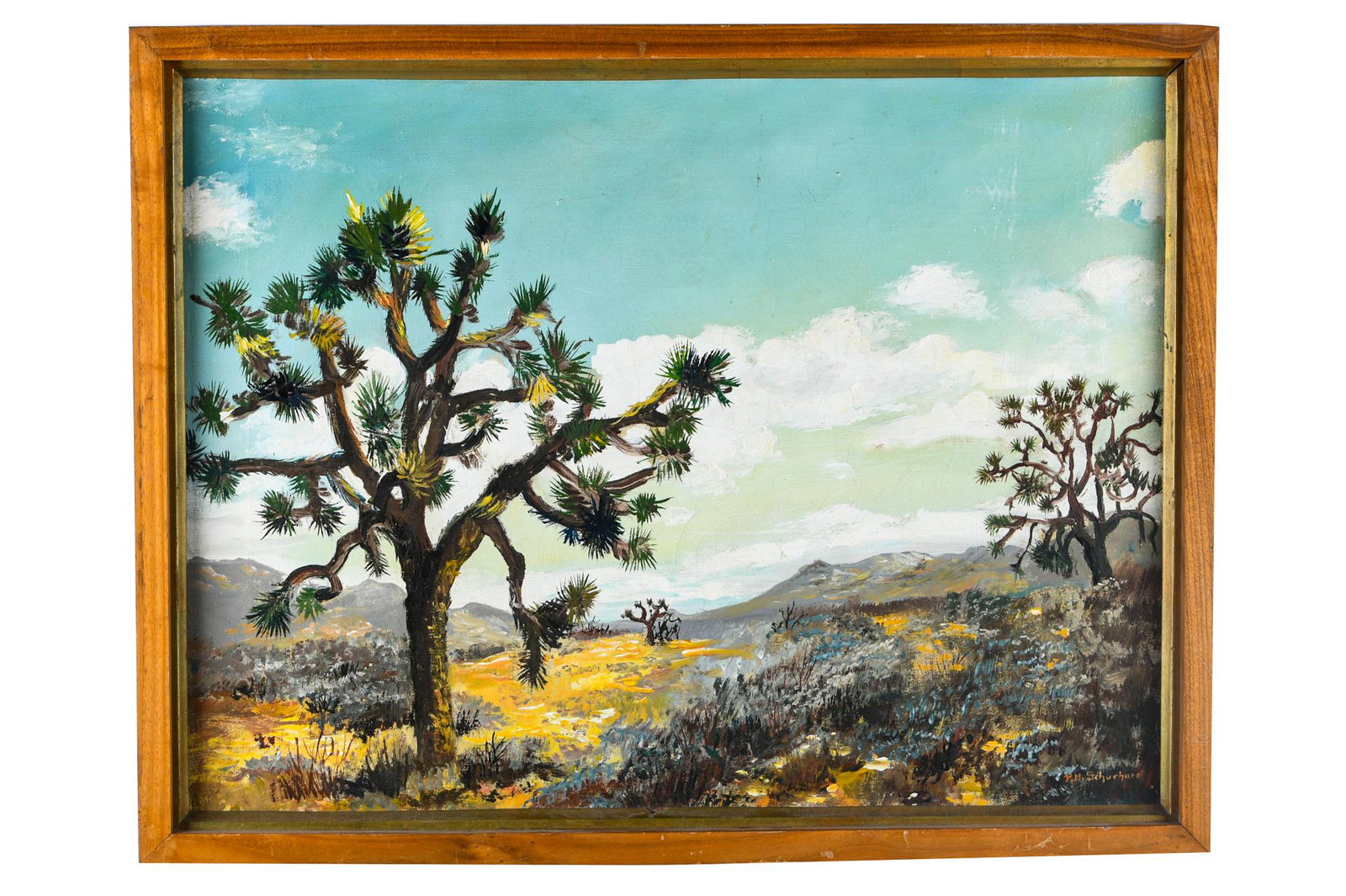 P.H. SCHUCHARD: DESERT LANDSCAPE: oil on canvas signed lower right 24 x 18 inches; 20 1/4 x 26 inches