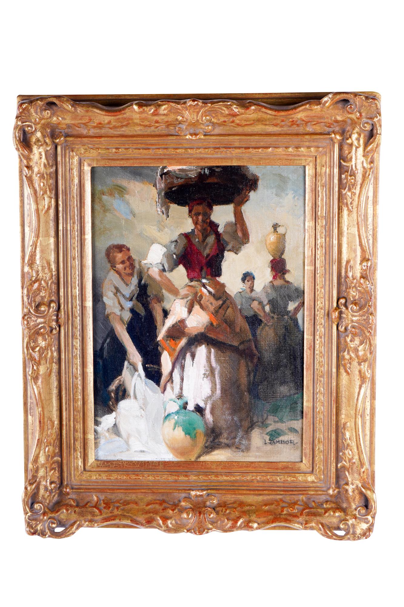 LOUIS JAMBOR (1884 - 1955): "AT THE MARKETPLACE" (1 of 7)