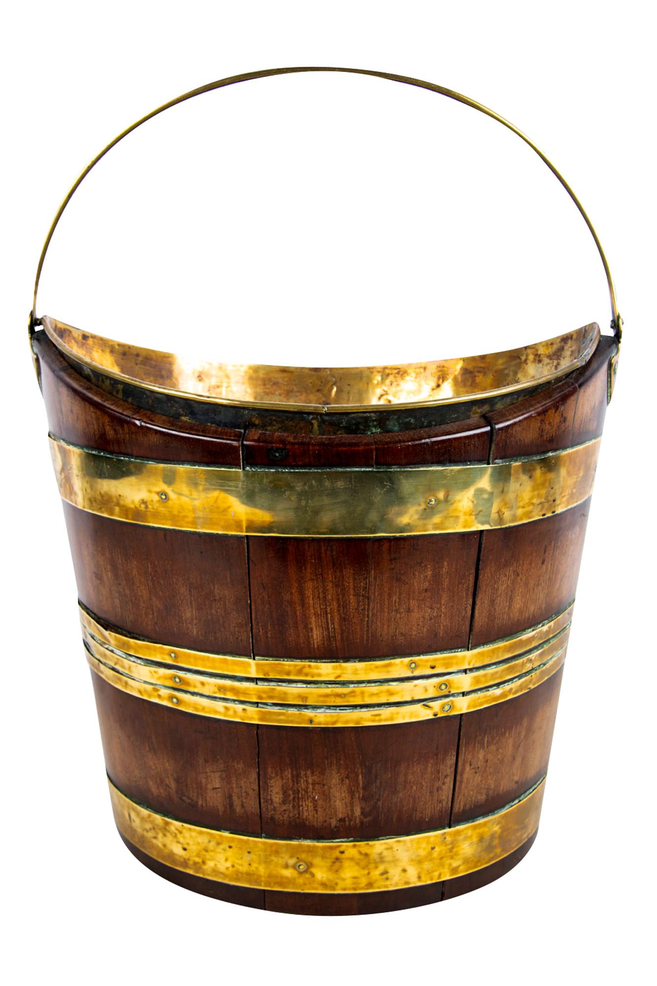ENGLISH BRASS-BOUND COAL BUCKET (1 of 7)