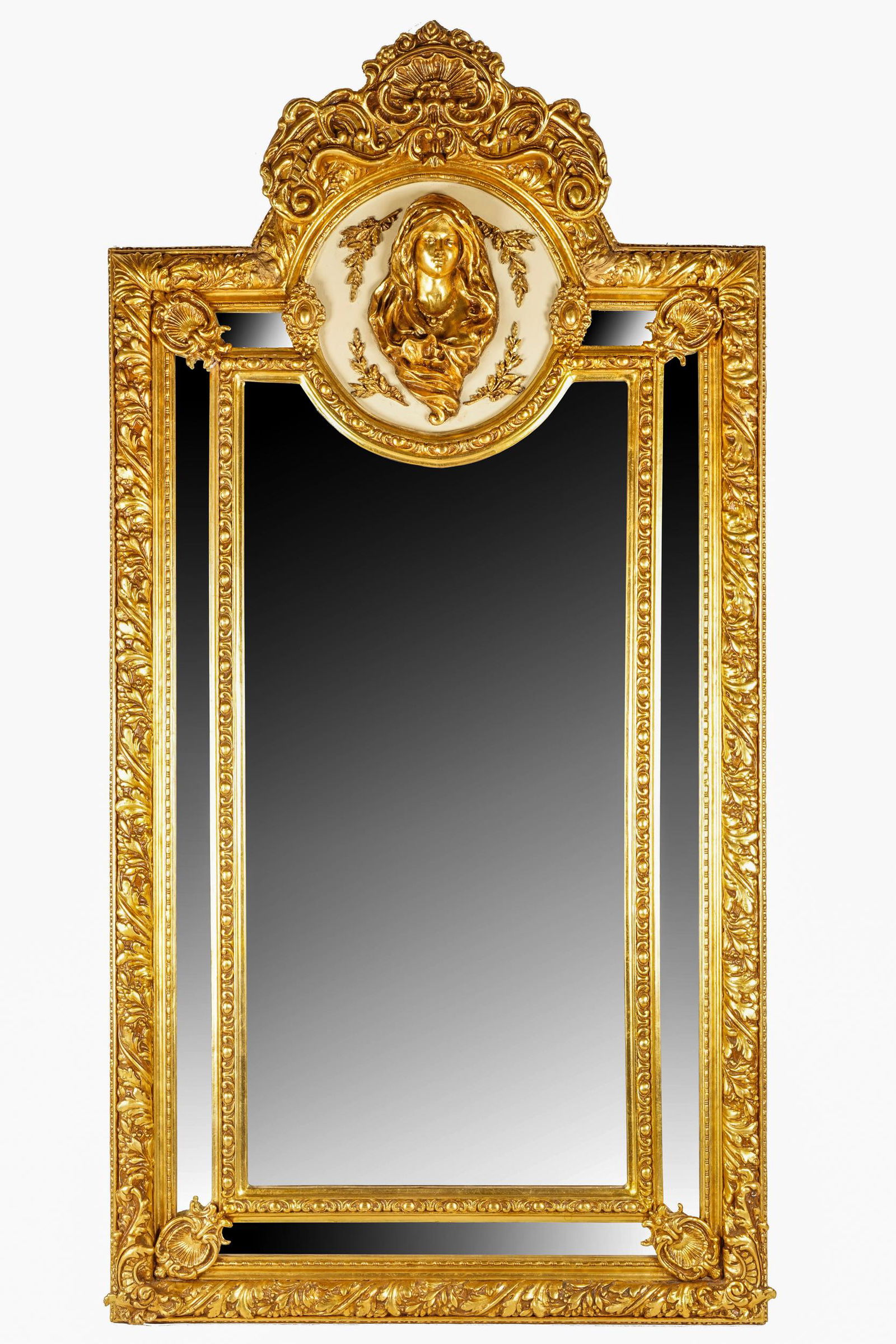 FRENCH CARVED & GILT WOOD WALL MIRROR (1 of 9)