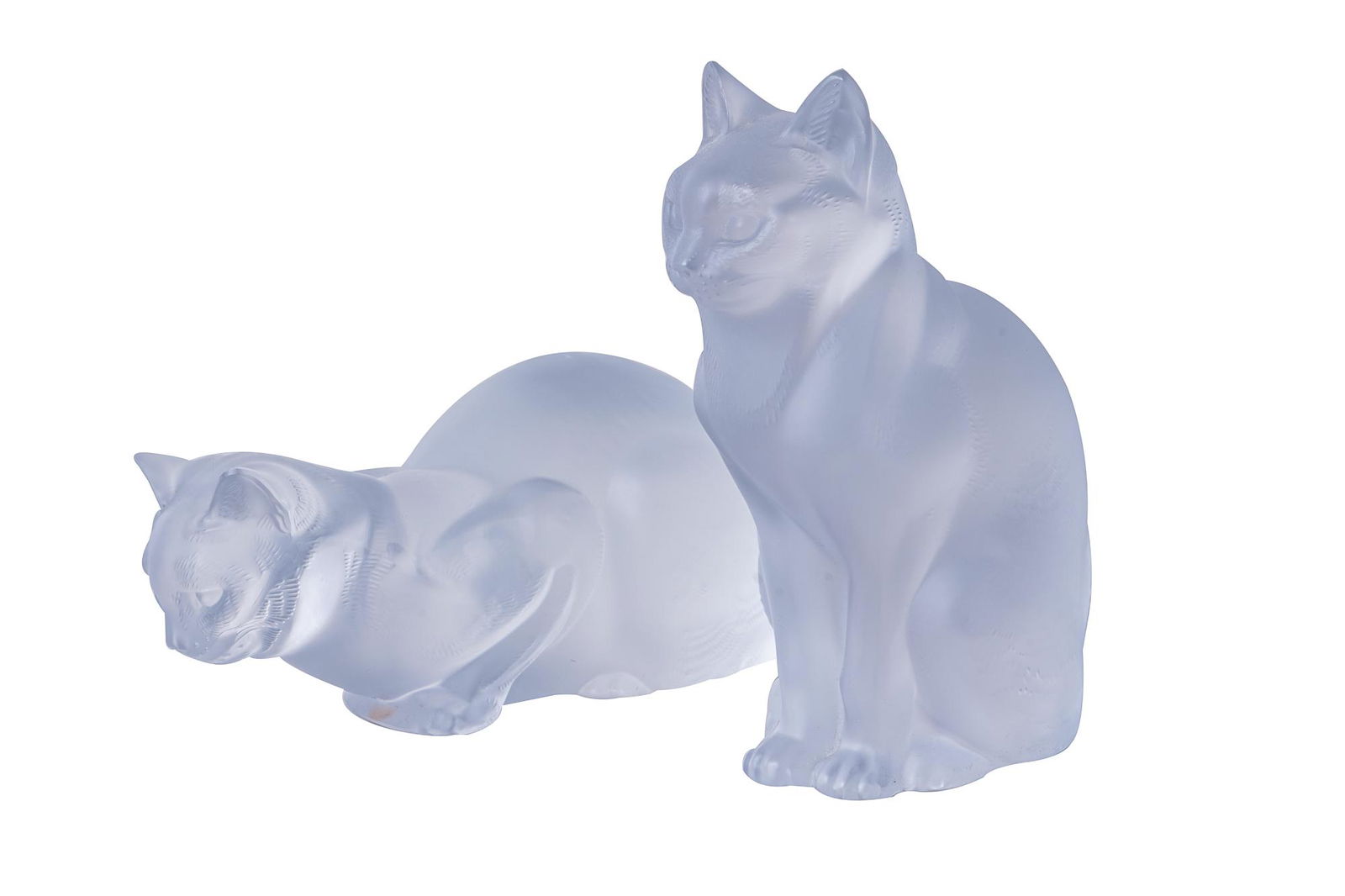 PAIR OF LALIQUE FROSTED GLASS CATS (1 of 7)