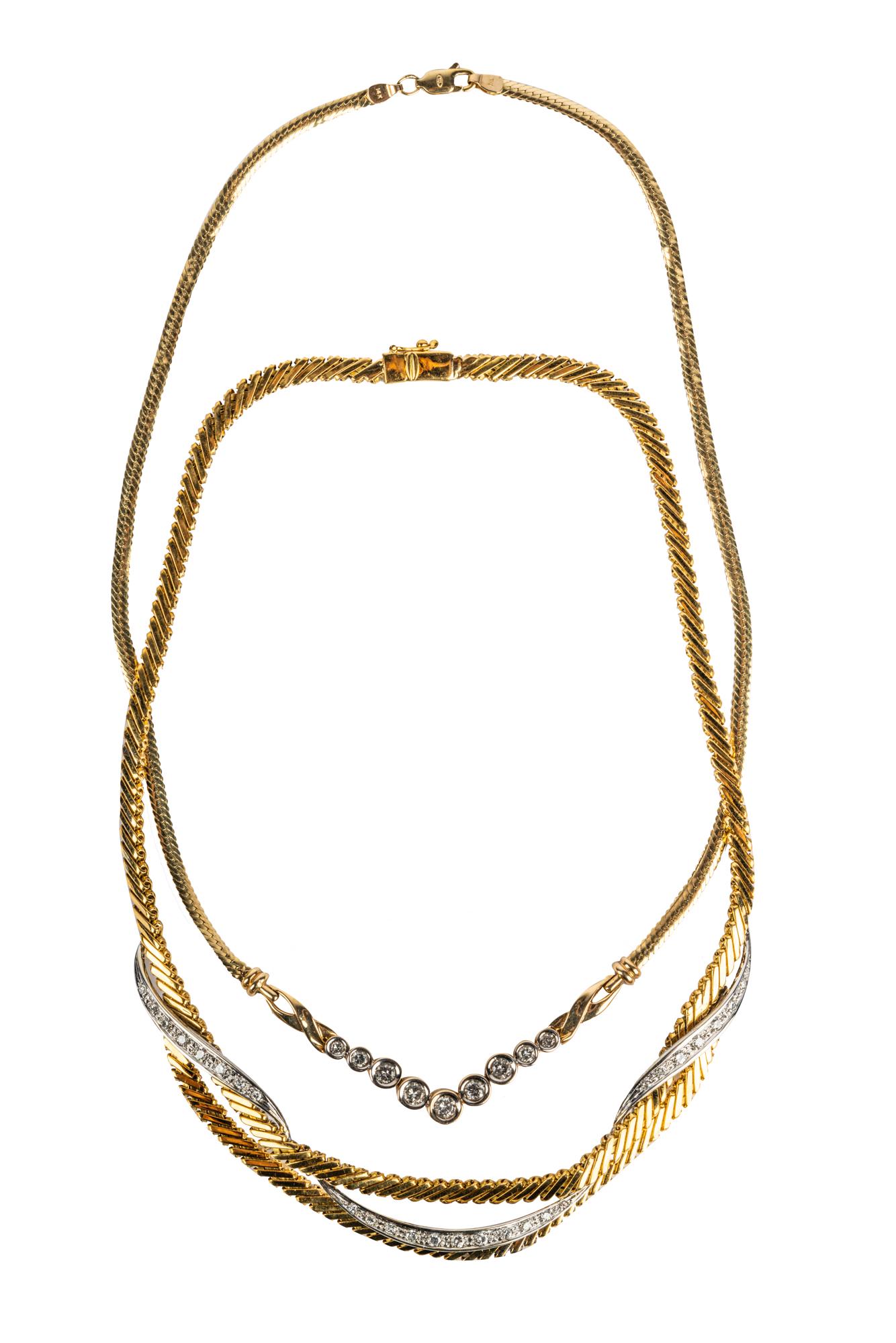 TWO YELLOW GOLD & DIAMOND NECKLACES (1 of 16)