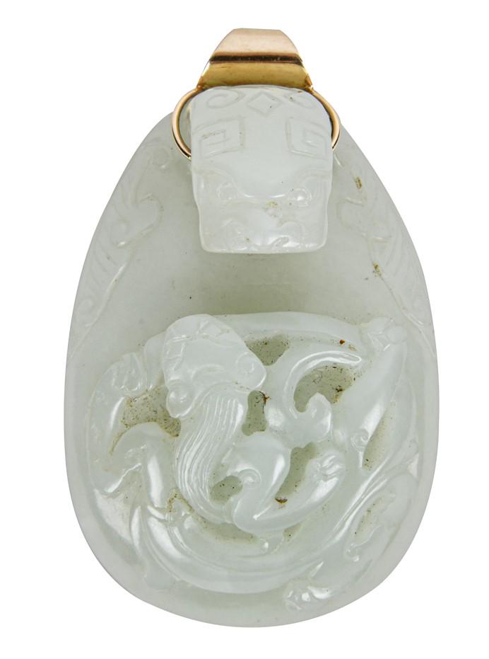 14 KARAT YELLOW GOLD & WHITE JADE BUCKLE (1 of 6)