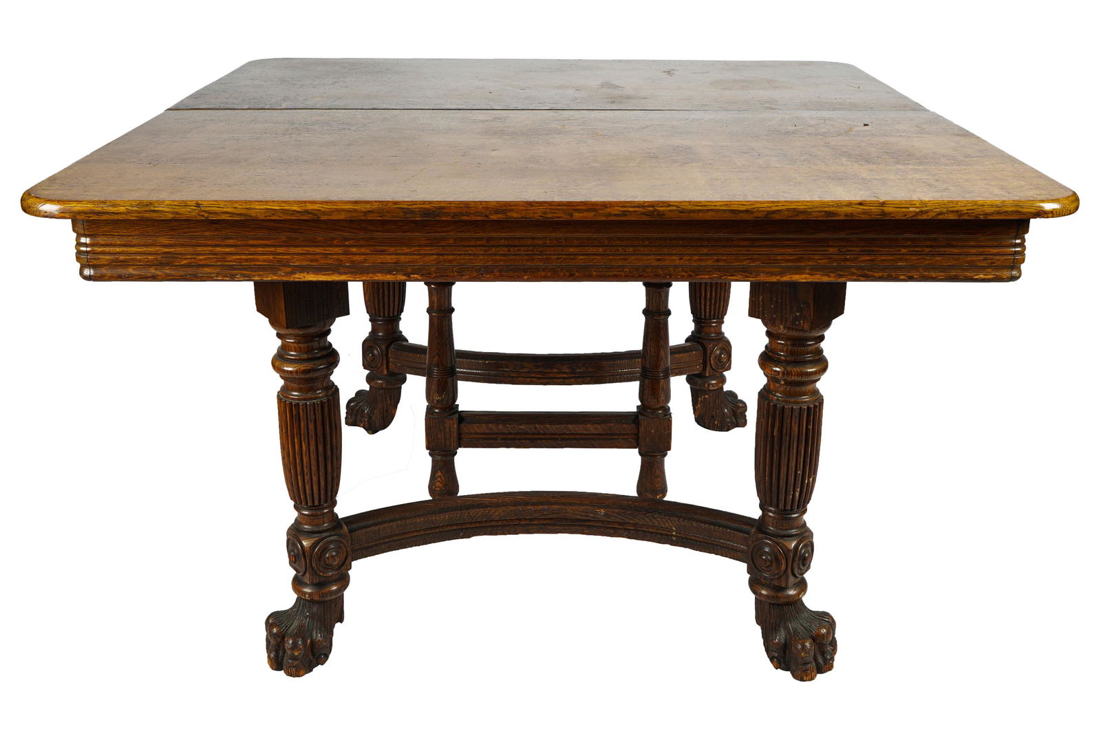 VICTORIAN CARVED OAK  DINING TABLE (1 of 17)