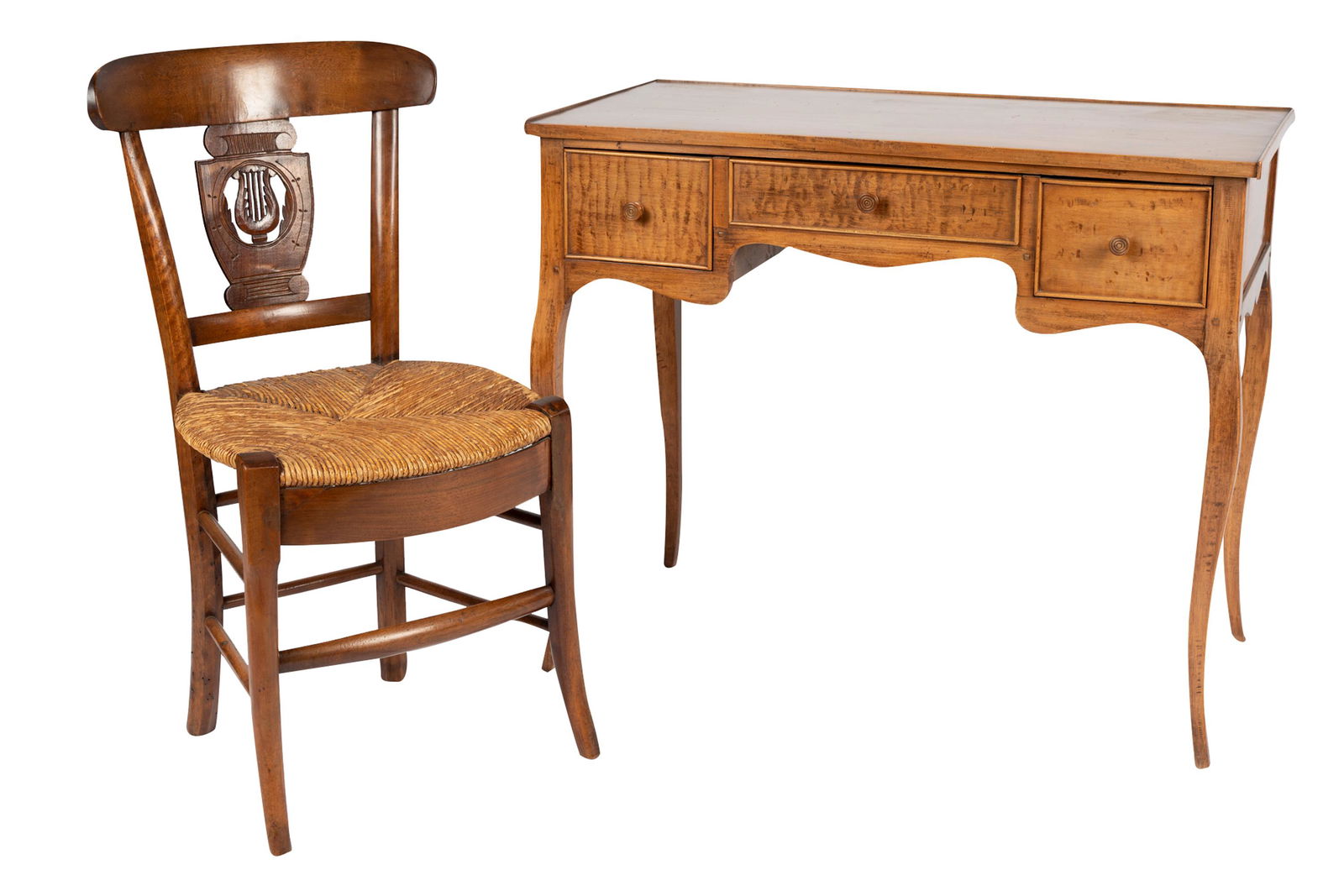 PROVINCIAL STYLE FRUITWOOD & MAPLE WRITING TABLE (1 of 11)