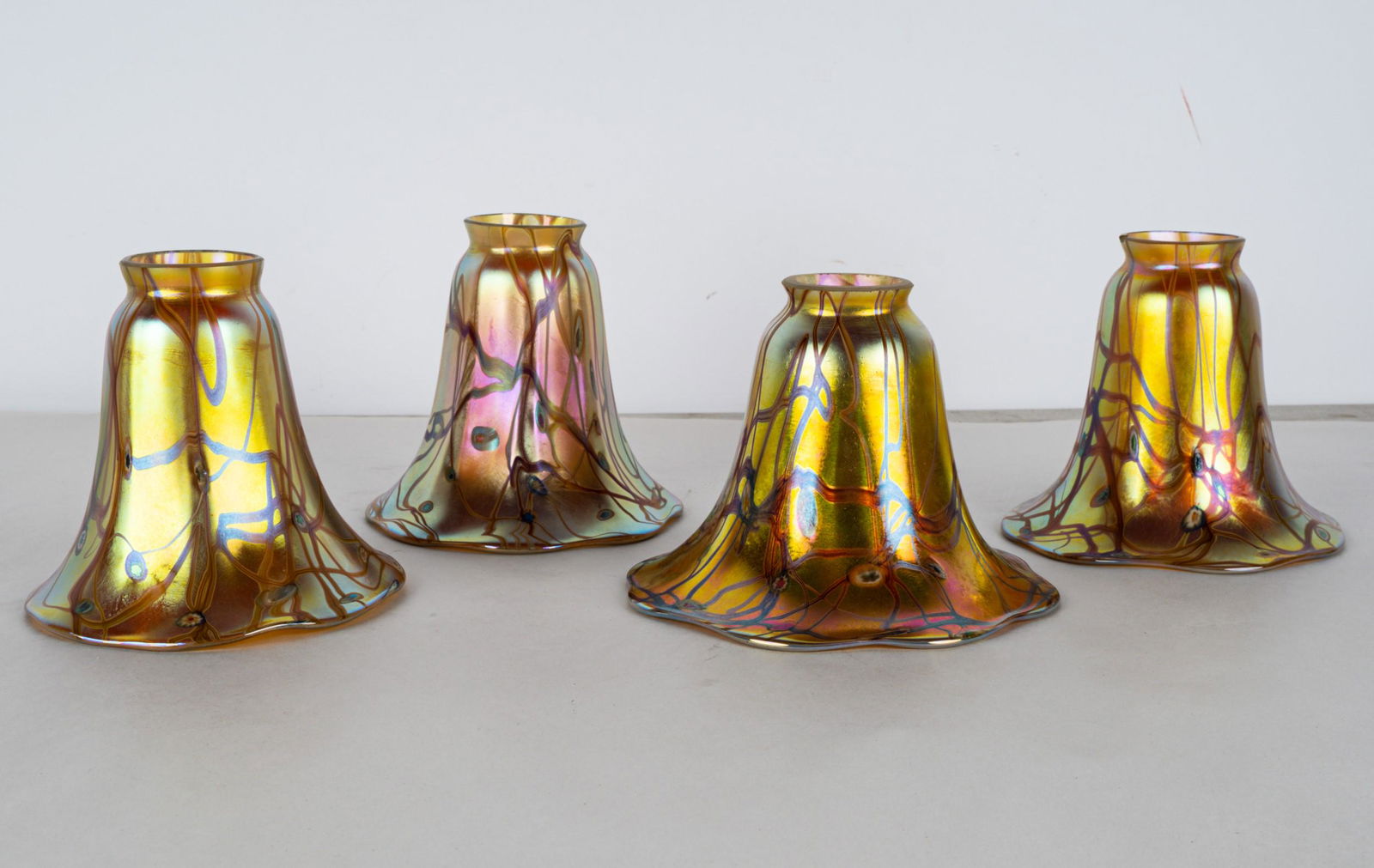 FOUR ART GLASS SHADES (1 of 15)