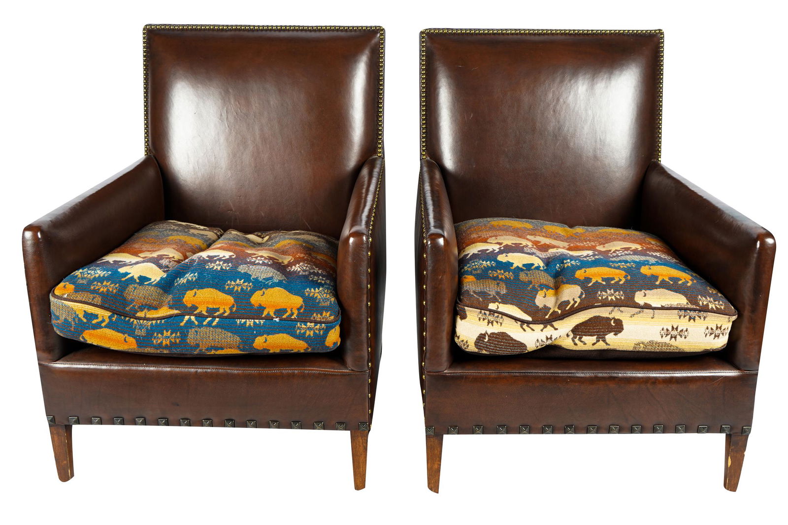 SET OF FOUR THOMAS CALLAWAY LEATHER CLUB CHAIRS (1 of 17)