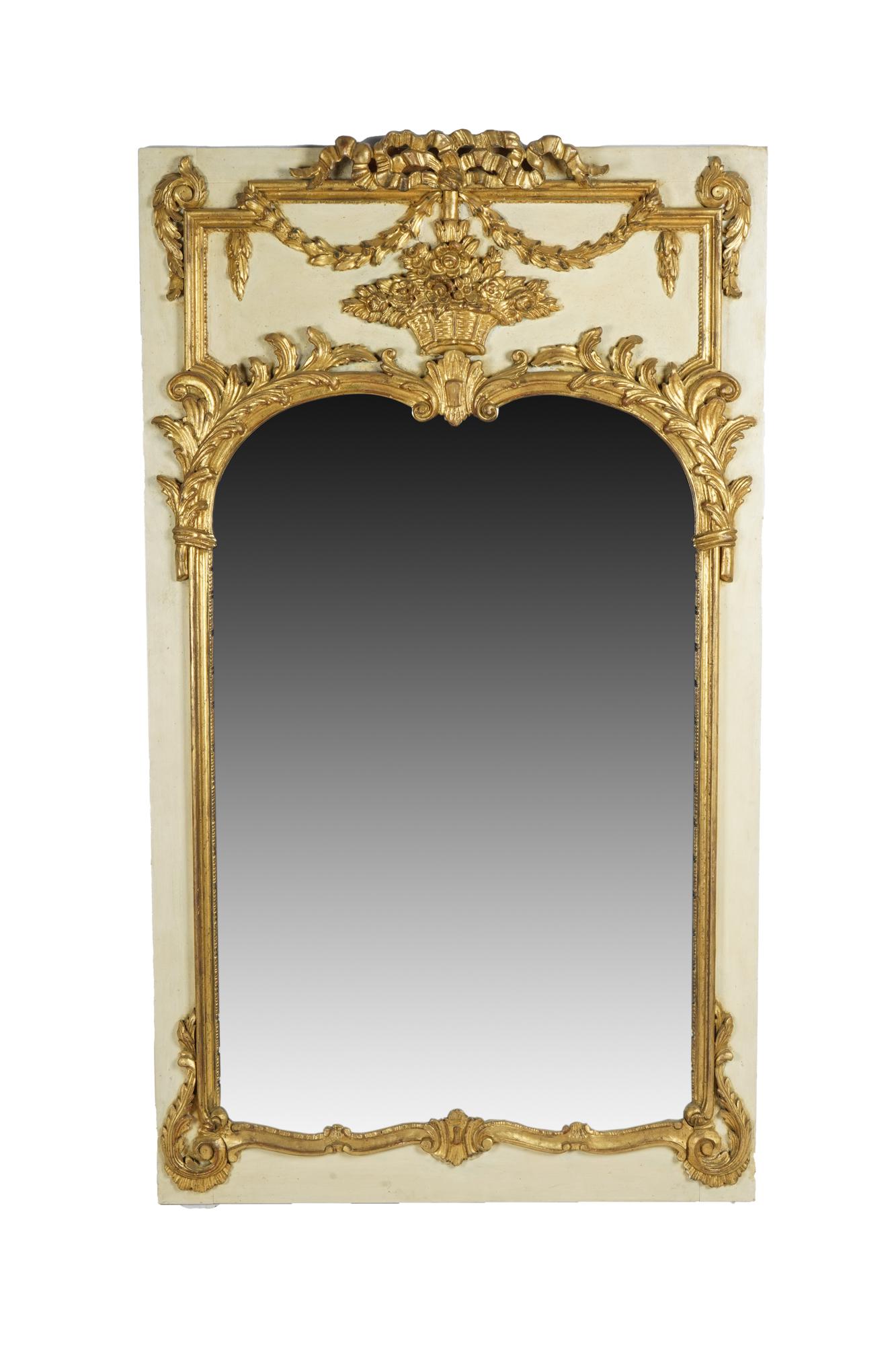 NEOCLASSICAL STYLE GILT & WHITE- PAINTED WALL MIRROR (1 of 7)