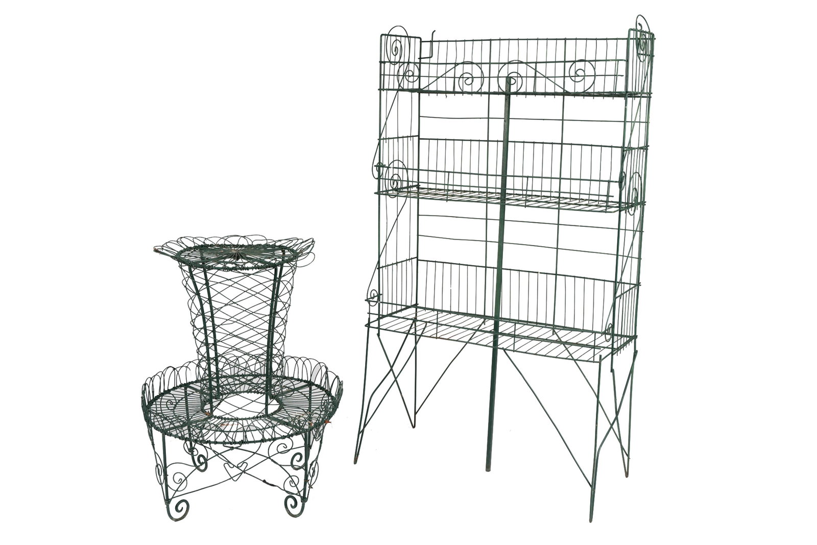 TWO PAINTED WIRE PLANT STANDS (1 of 9)