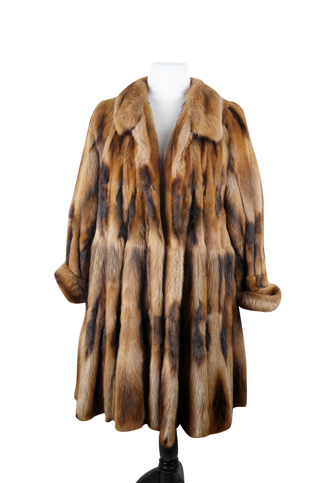BROWN MULTI-COLOR FUR COAT (1 of 5)