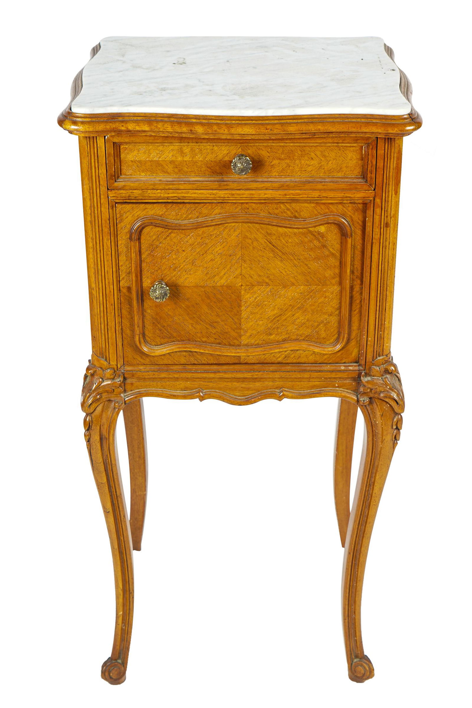 LOUIS XV STYLE MARBLE-TOP SIDE CABINET (1 of 8)