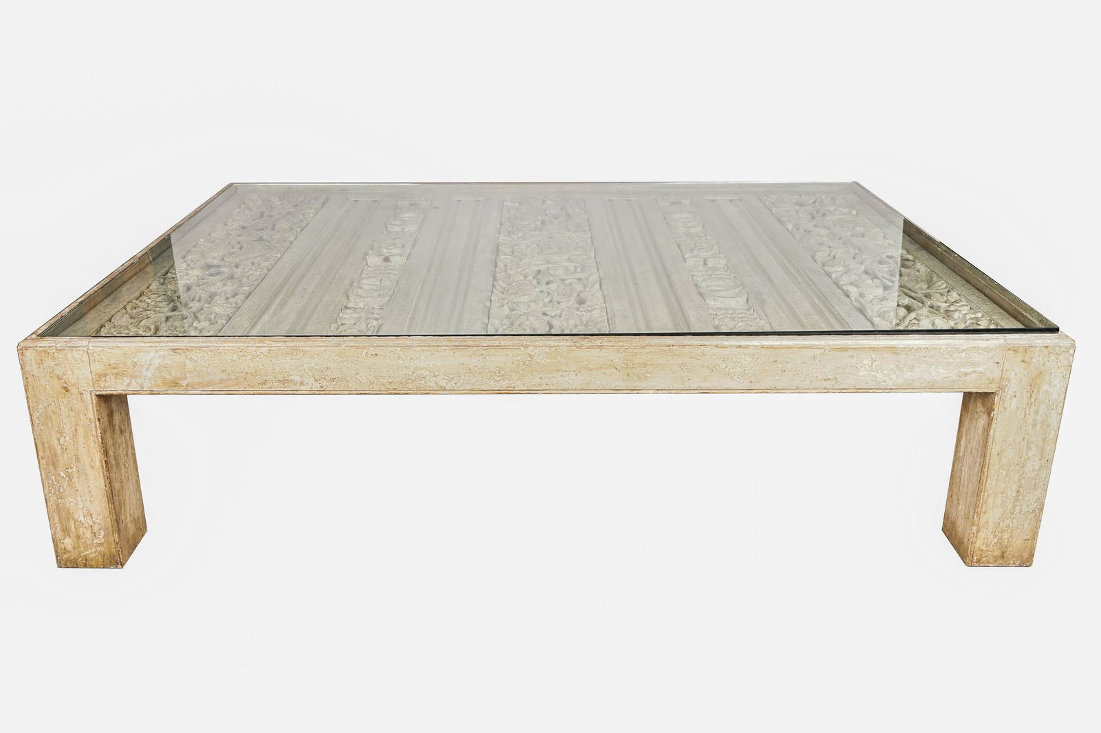 INDONESIAN PAINTED & CARVED WOOD COFFEE TABLE (1 of 10)